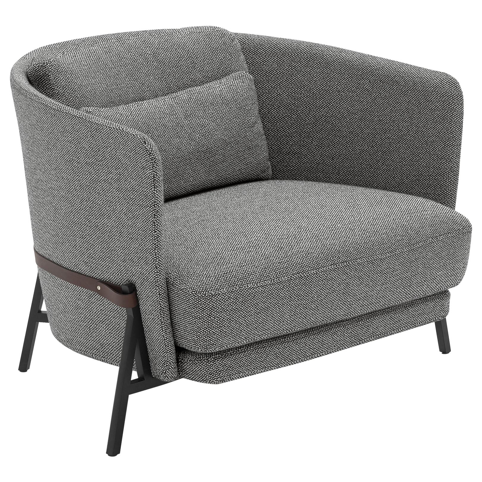 Arflex Cradle Standard Armchair in Grey Boucle Fabric & Black Legs by Neri & Hu