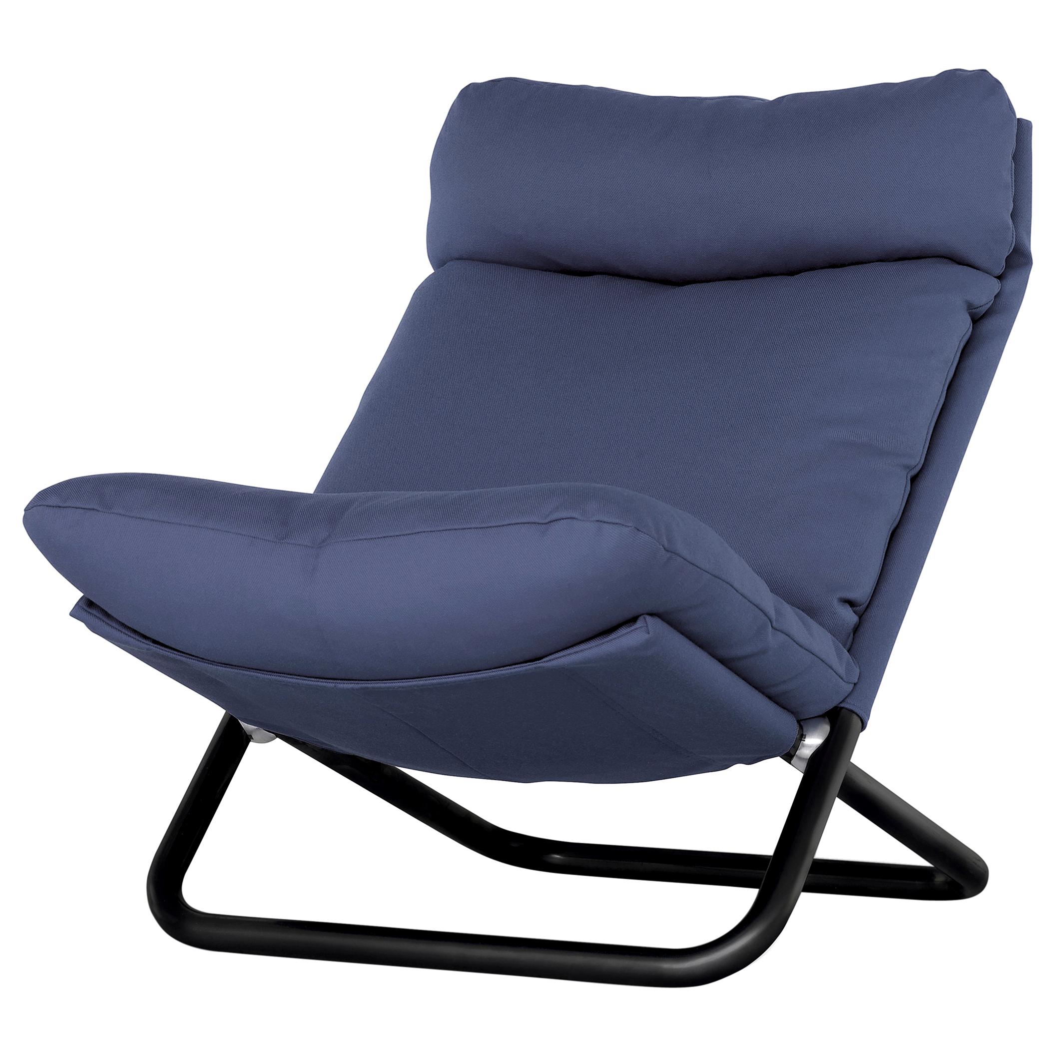Arflex Cross High Backrest Armchair in Blue Steelcut Fabric by Marcello Cuneo