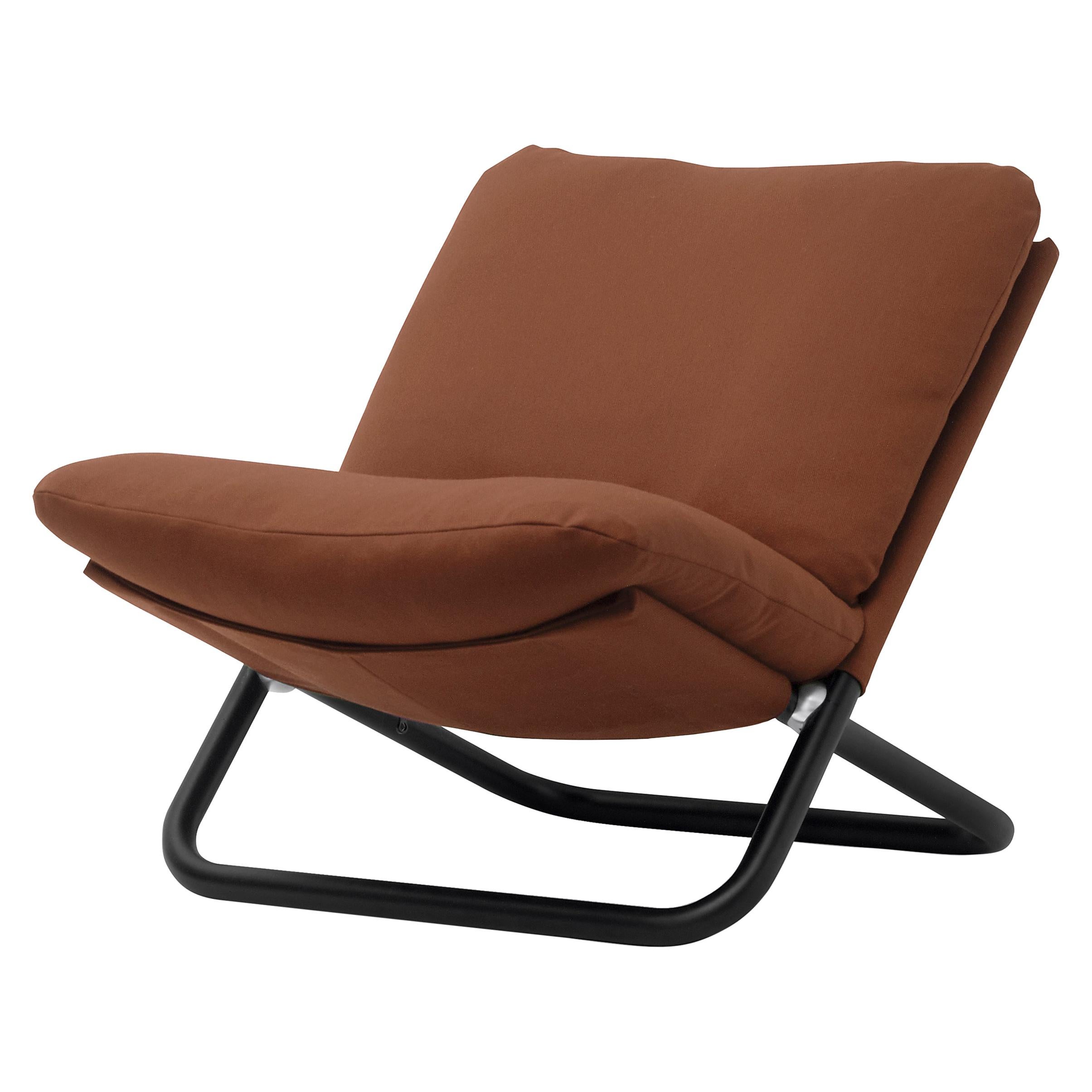 Arflex Cross Low Backrest Armchair in Brown Steelcut Fabric by Marcello Cuneo