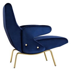 Arflex Delfino Chair in Mistral Fabric with Golden Legs by Erberto Carboni