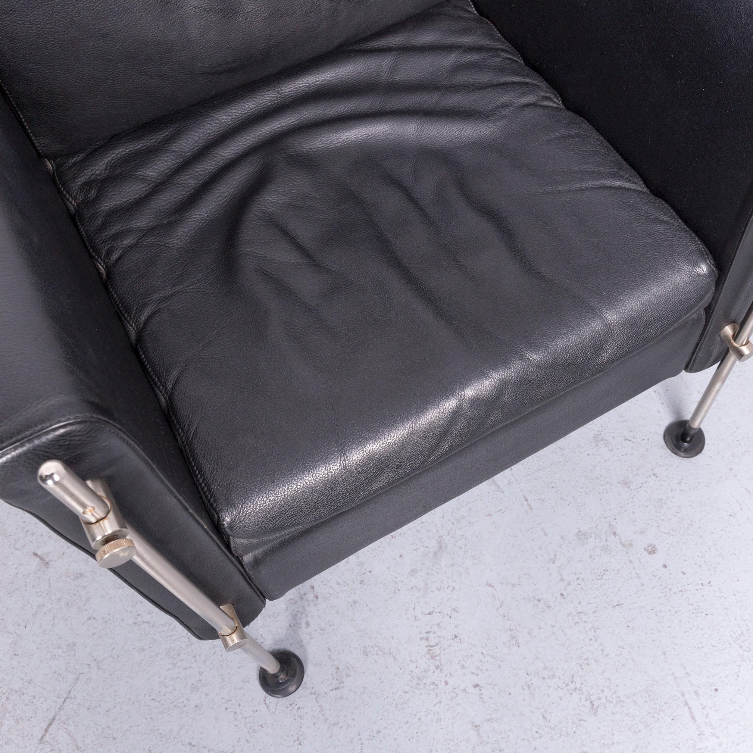 Chesterfield Arflex Felix Leather Armchair Black One-Seat Chair
