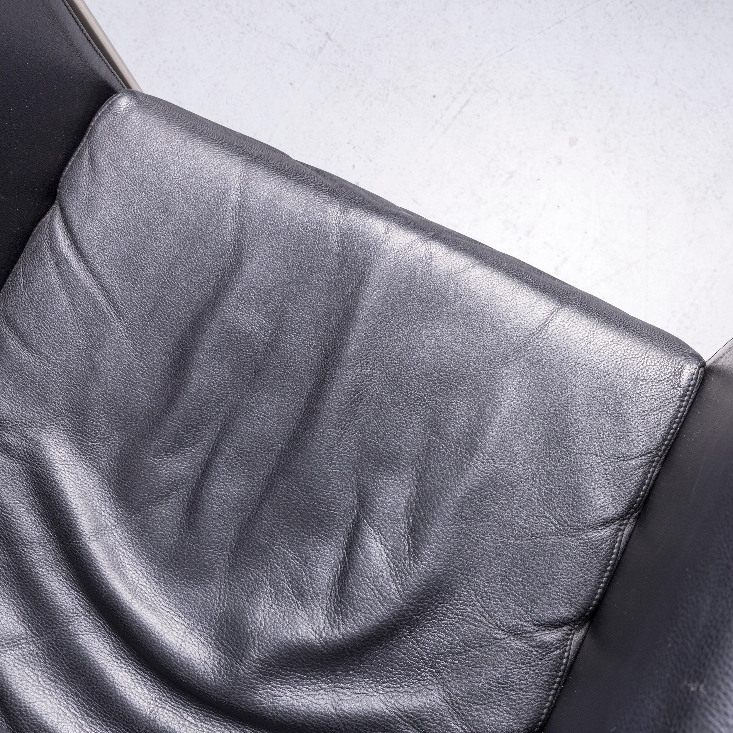 British Arflex Felix Leather Armchair Black One-Seat Chair