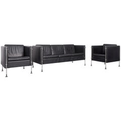 Arflex Felix Leather Sofa Black Three-Seat Chair