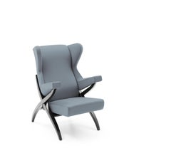 Arflex Fiorenza Armchair in Steelcut Blue Fabric & Black Frame by Franco Albini