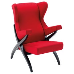 Arflex Fiorenza Armchair in Steelcut Red Fabric and Black Frame by Franco Albini