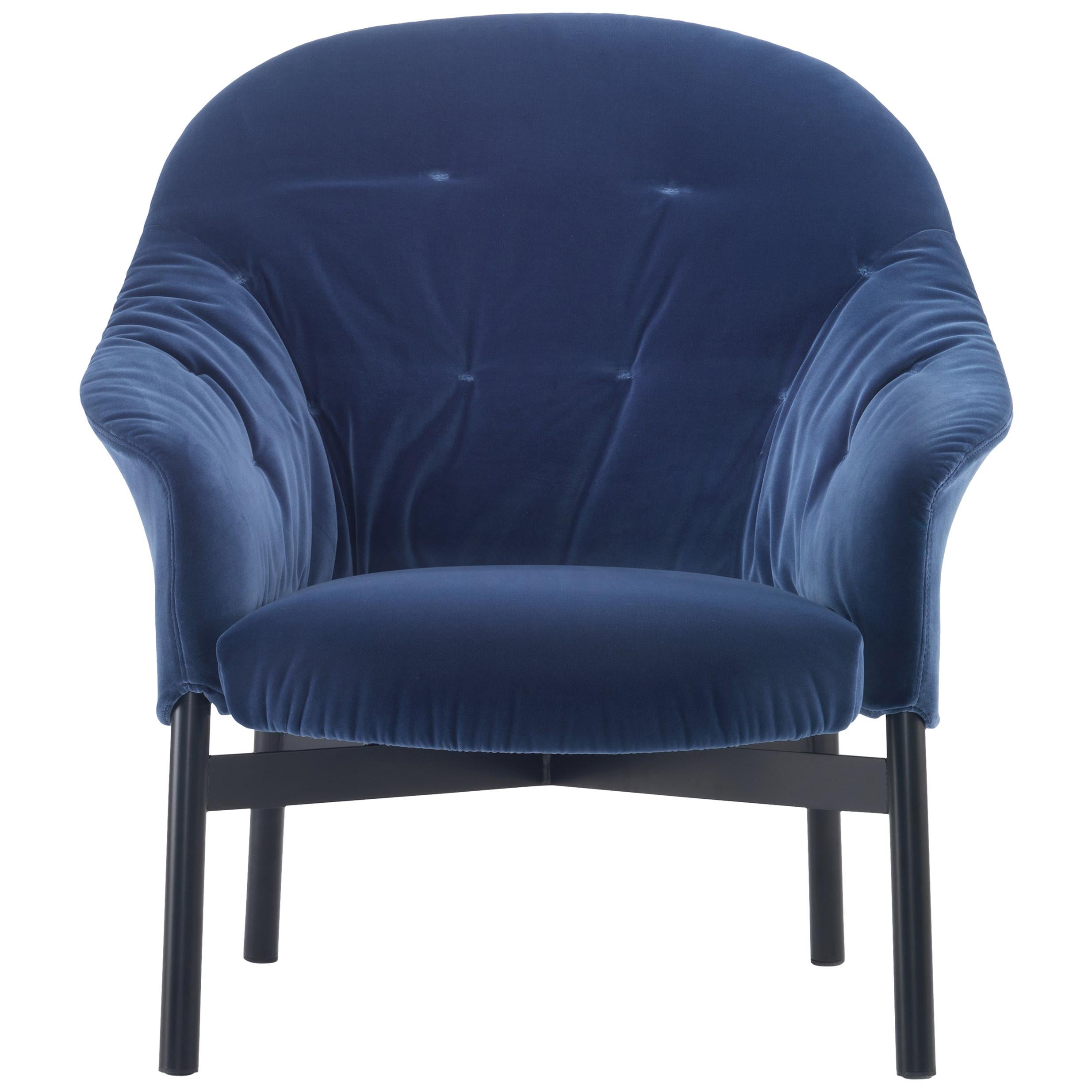Arflex Gloria Quilted Armchair High Backrest in Blue by Claesson Koivisto Rune For Sale