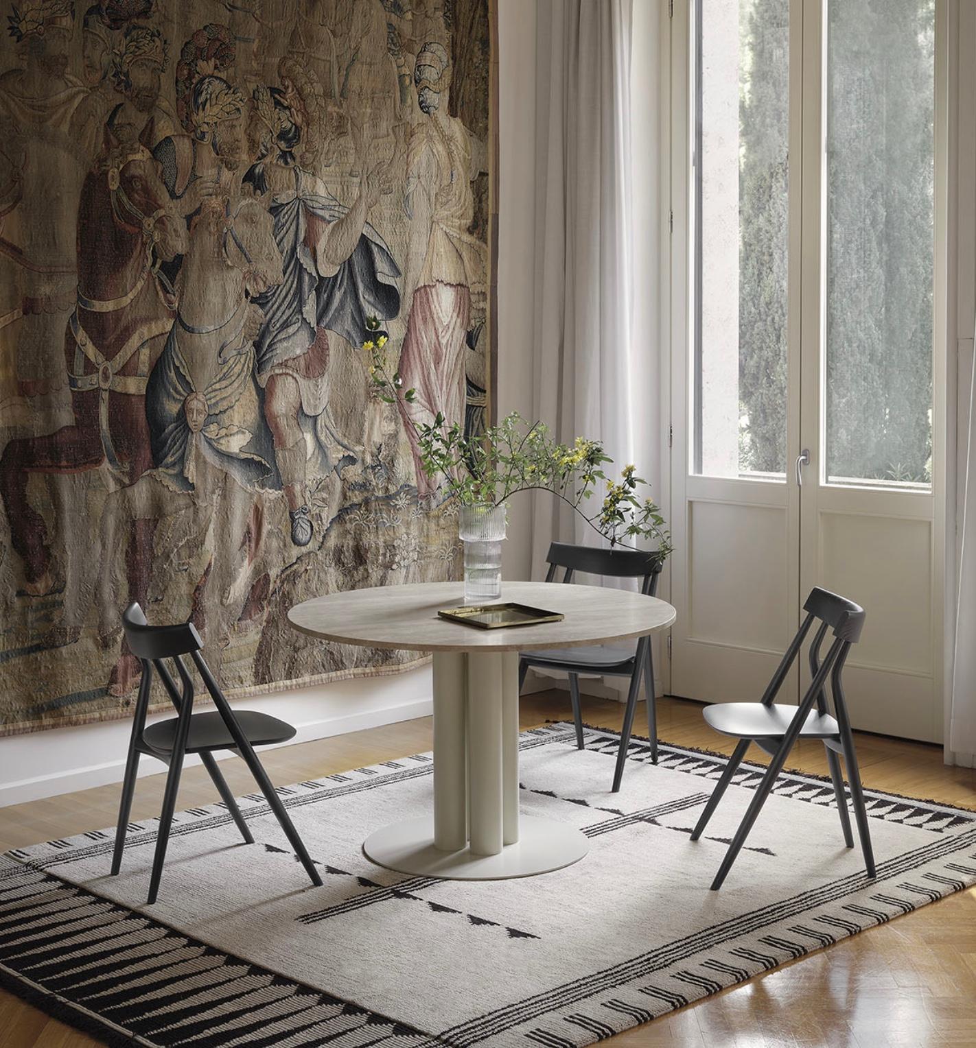 Modern Arflex 'Goya' Dining Table in Lacquered Metal and Red Travertine For Sale