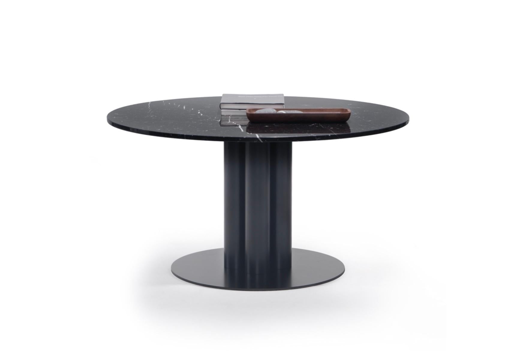 Italian Arflex 'Goya' Dining Table in Lacquered Metal and Red Travertine For Sale