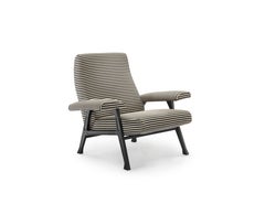 Arflex Hall Armchair Black & White Riga Fabric and Wenge Legs by Roberto Menghi