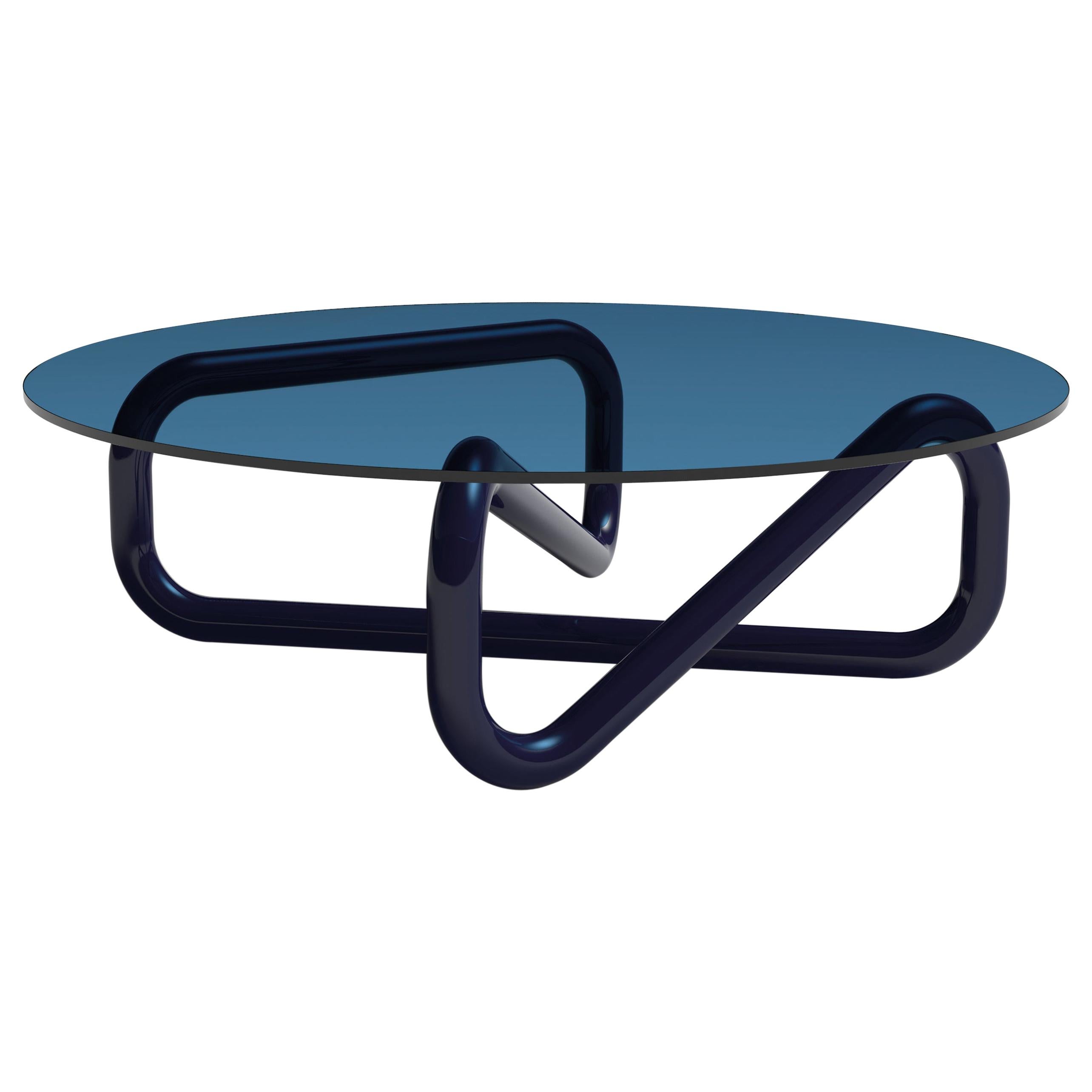 Arflex Infinity 130cm  Small Table in Light Blue Glass by Claesson Koivisto Rune For Sale