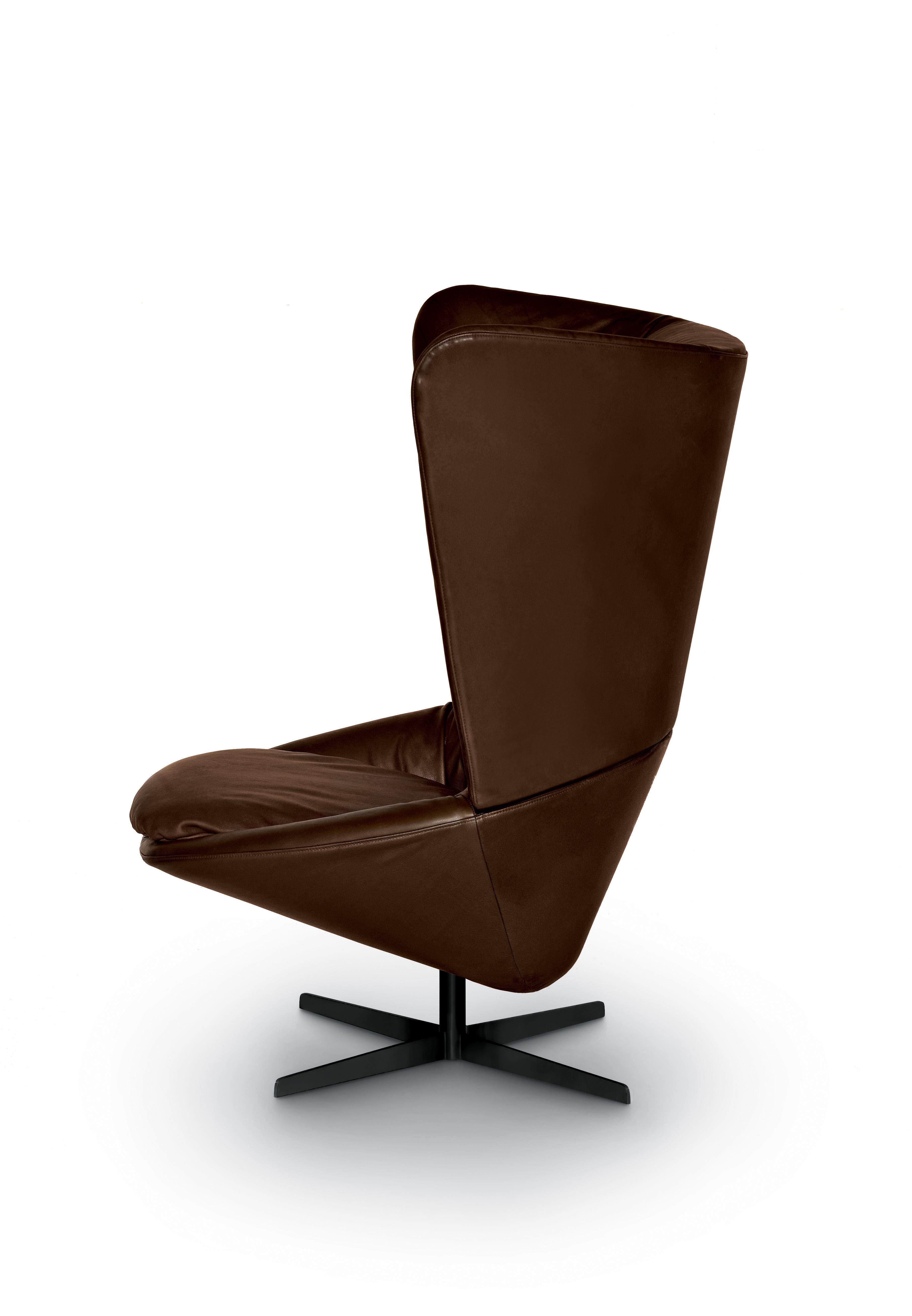Modern Arflex Ladle Armchair with High Backrest in Giada Leather by Luca Nichetto For Sale