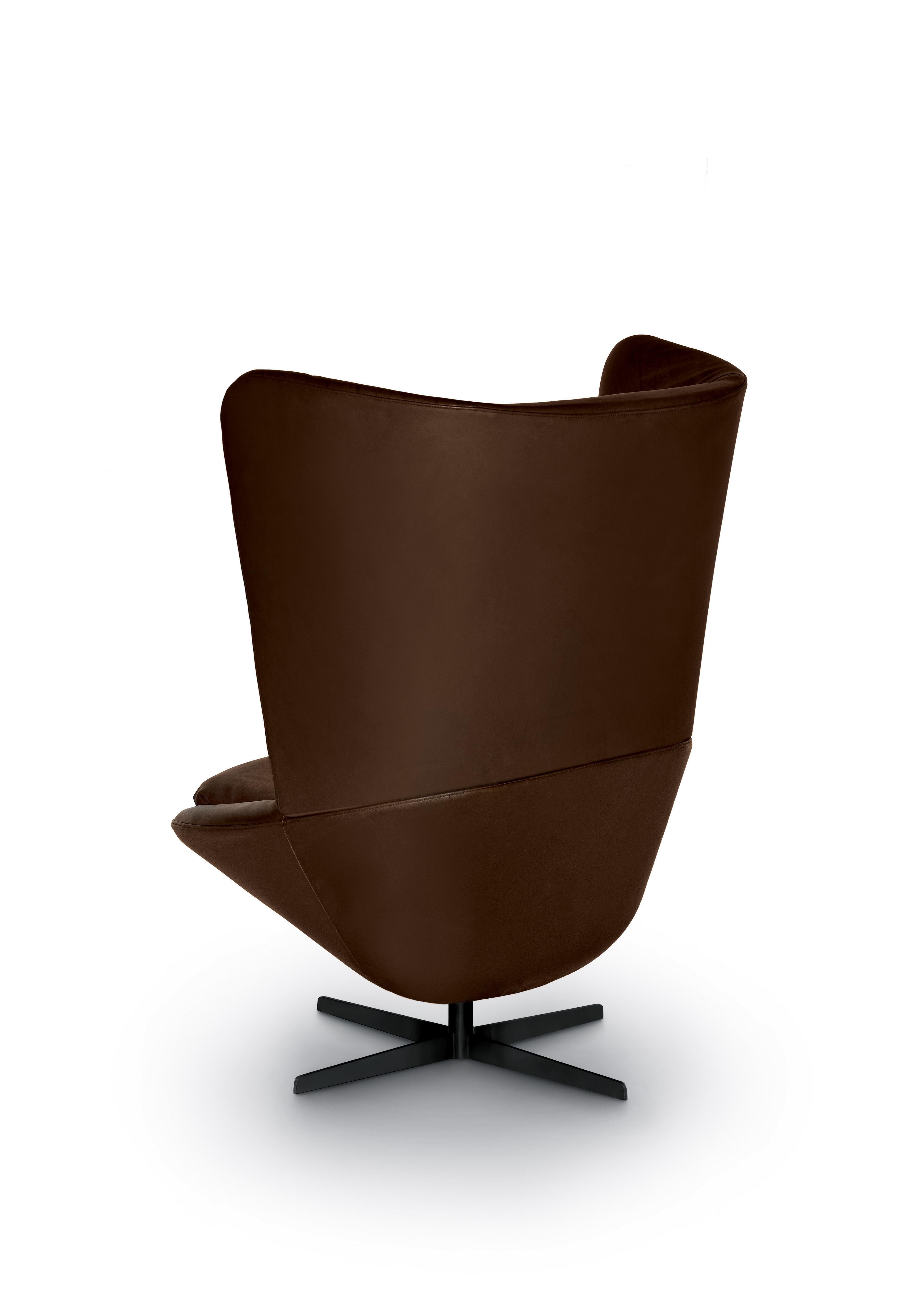 Italian Arflex Ladle Armchair with High Backrest in Giada Leather by Luca Nichetto For Sale