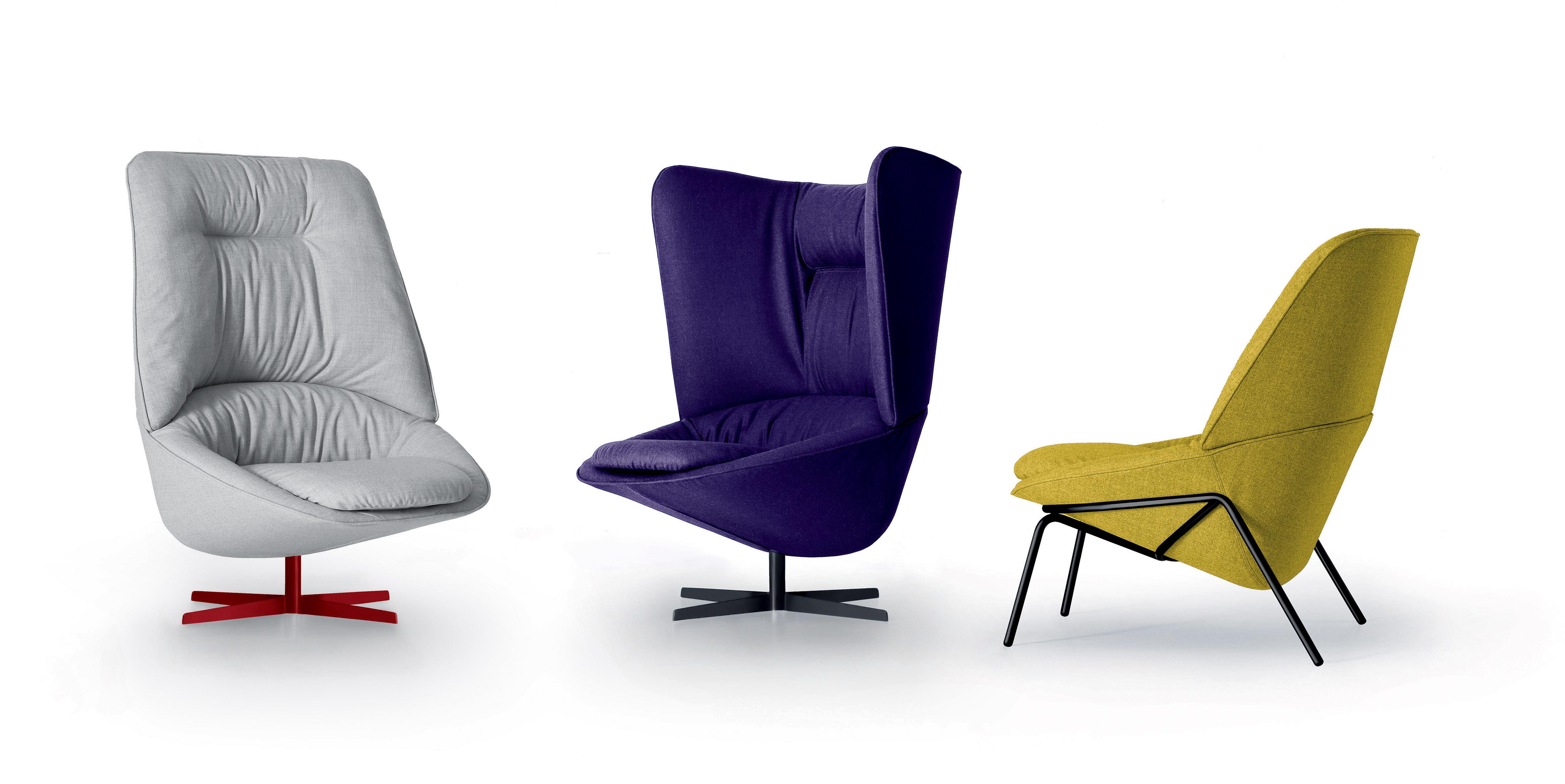 Modern Arflex Ladle Swivel Armchair with Medium Backrest in Fabric by Luca Nichetto For Sale
