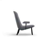 Arflex Leafo Armchair in Grey Fabric with Black Stained Wood Base by Jaime Hayon