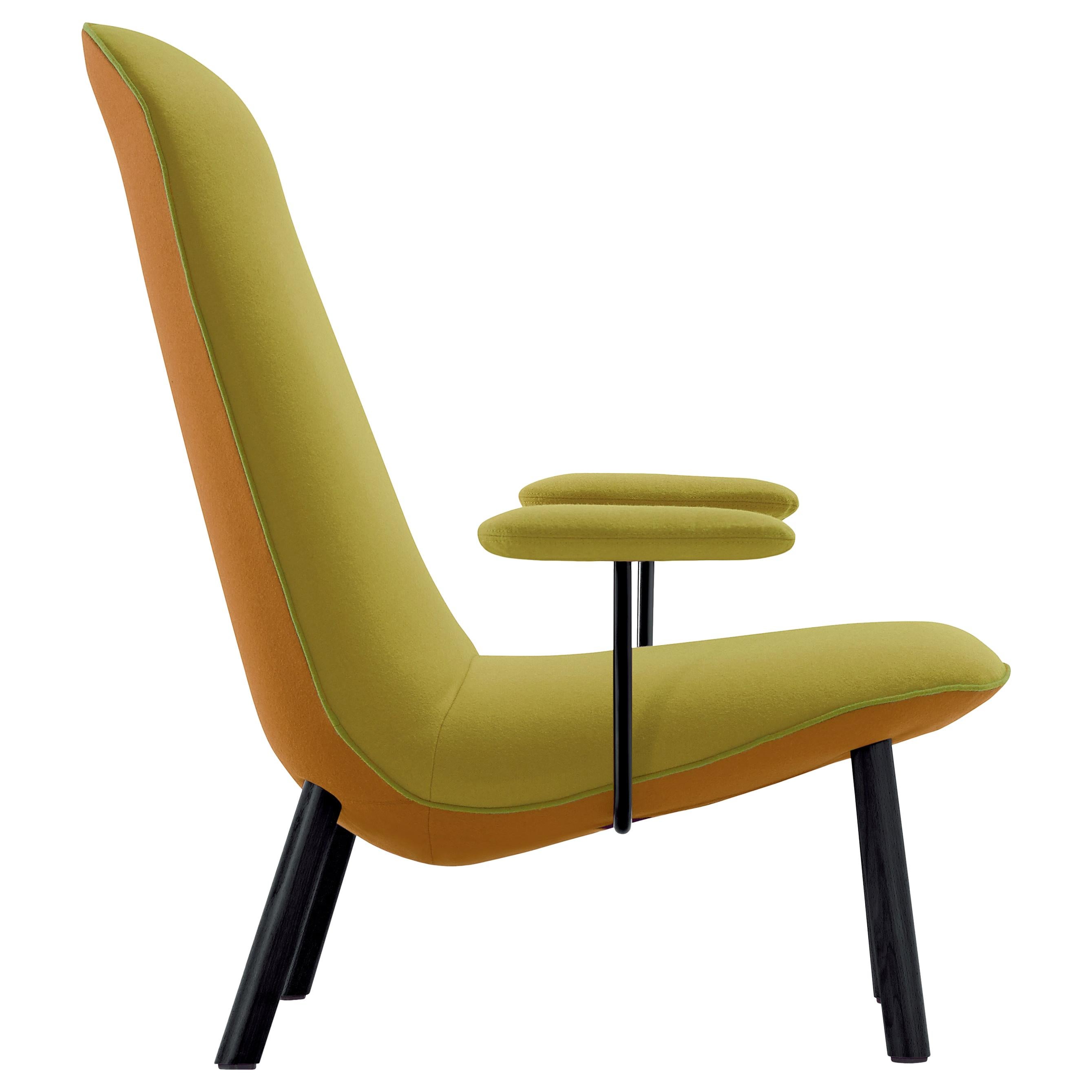Arflex Leafo Armchair in Hero Fabric with Black Stained Wood Base by Jaime Hayon For Sale