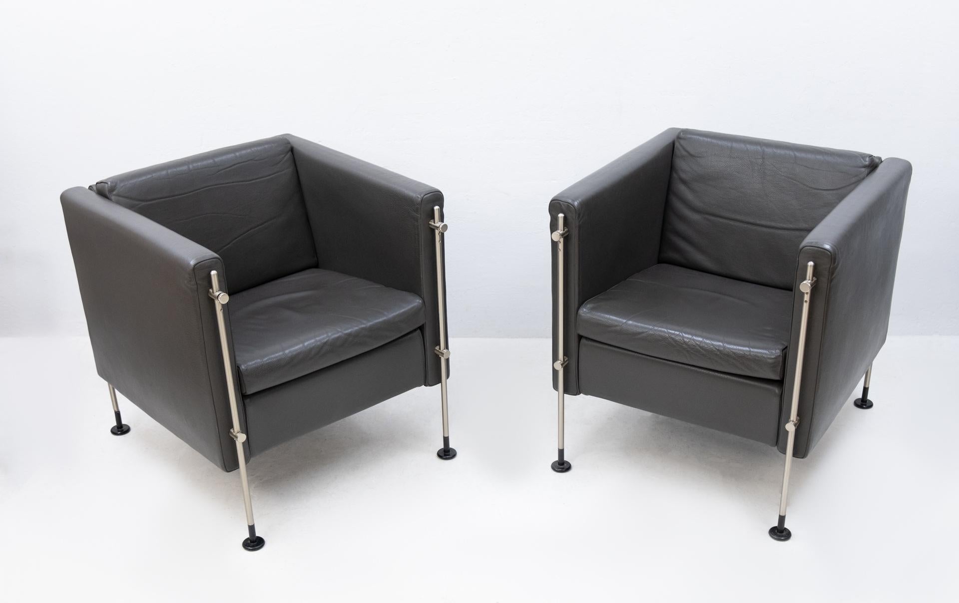 Modern Arflex Leather Lounge Chairs Model Felix