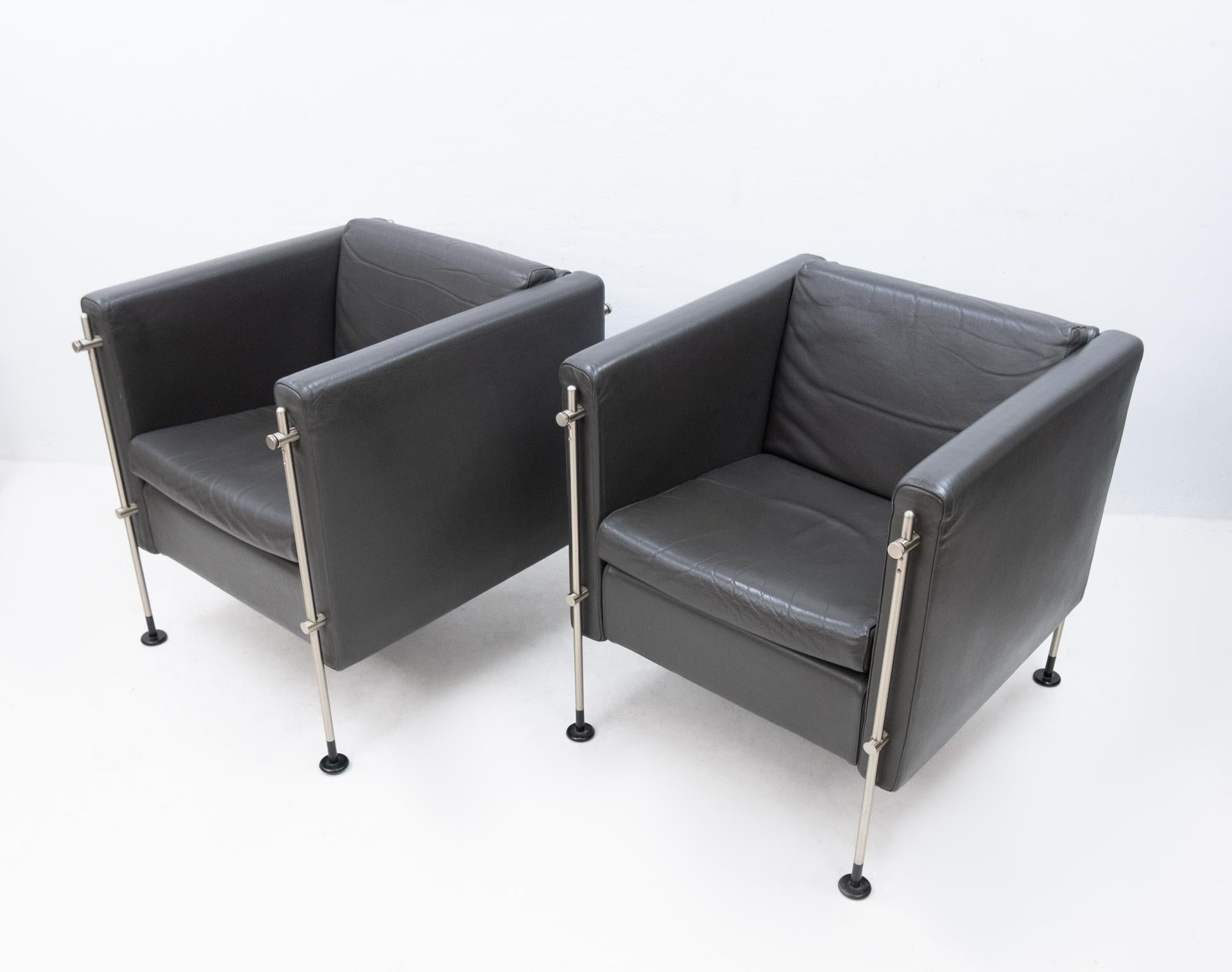 Late 20th Century Arflex Leather Lounge Chairs Model Felix