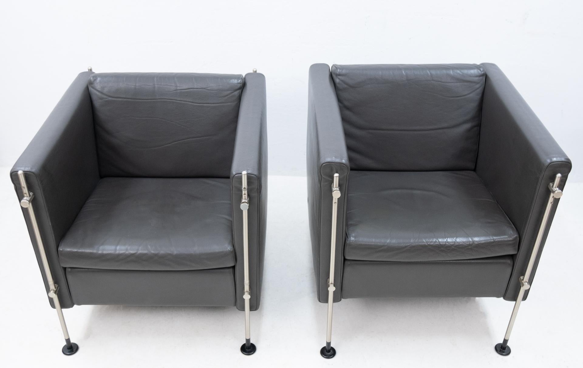 Arflex Leather Lounge Chairs Model Felix 2
