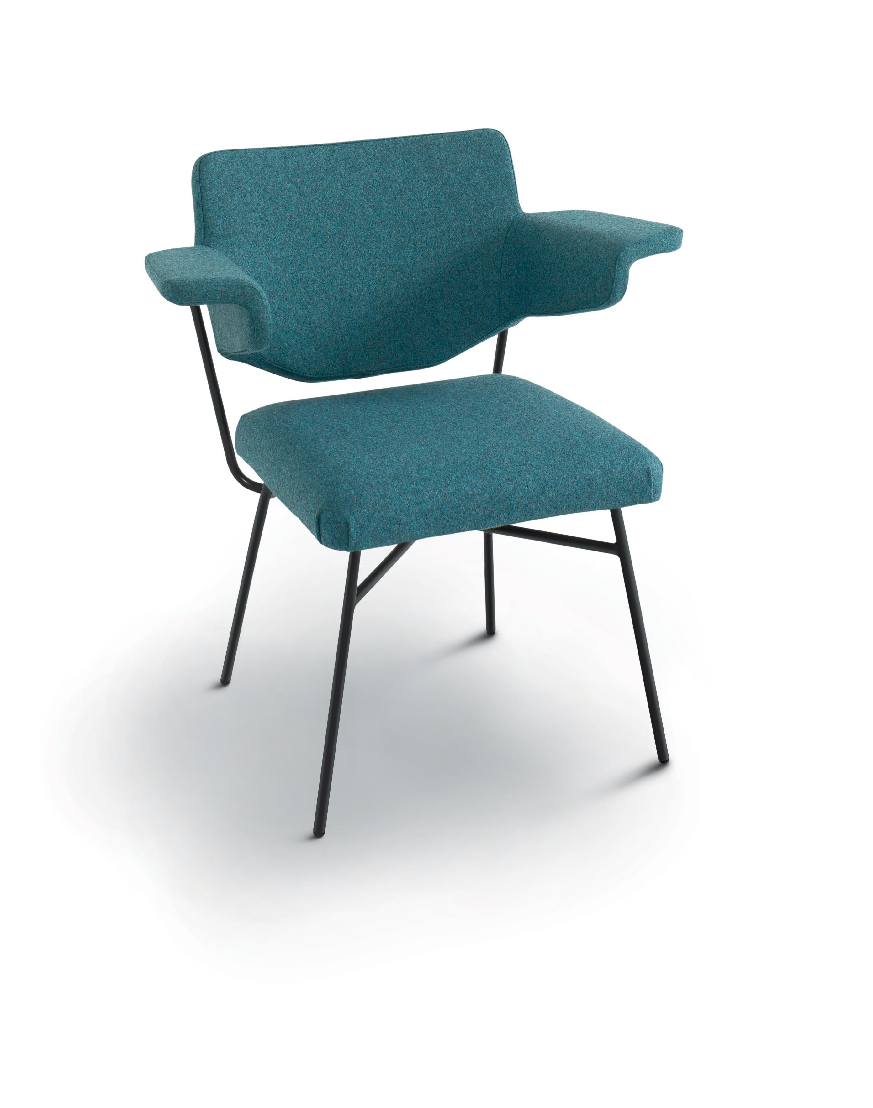 Modern Arflex Neptunia Chair Divina Green Fabric and Metal Legs by B.B.P.R. For Sale