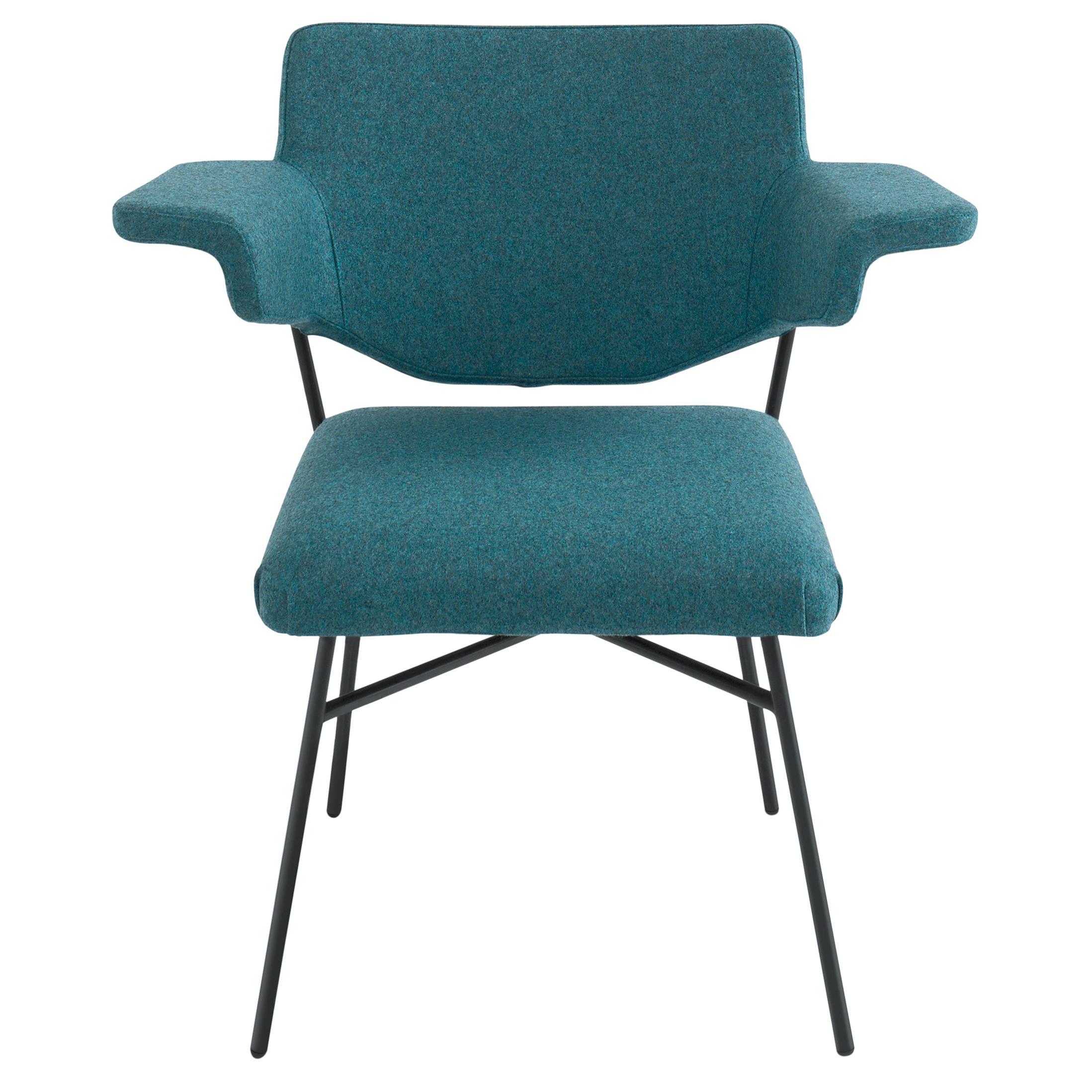Arflex Neptunia Chair Divina Green Fabric and Metal Legs by B.B.P.R.