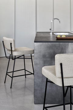 Arflex Orfeo Low Stool in Divina Fabric & Metal Legs by Alberico B. Belgiojoso