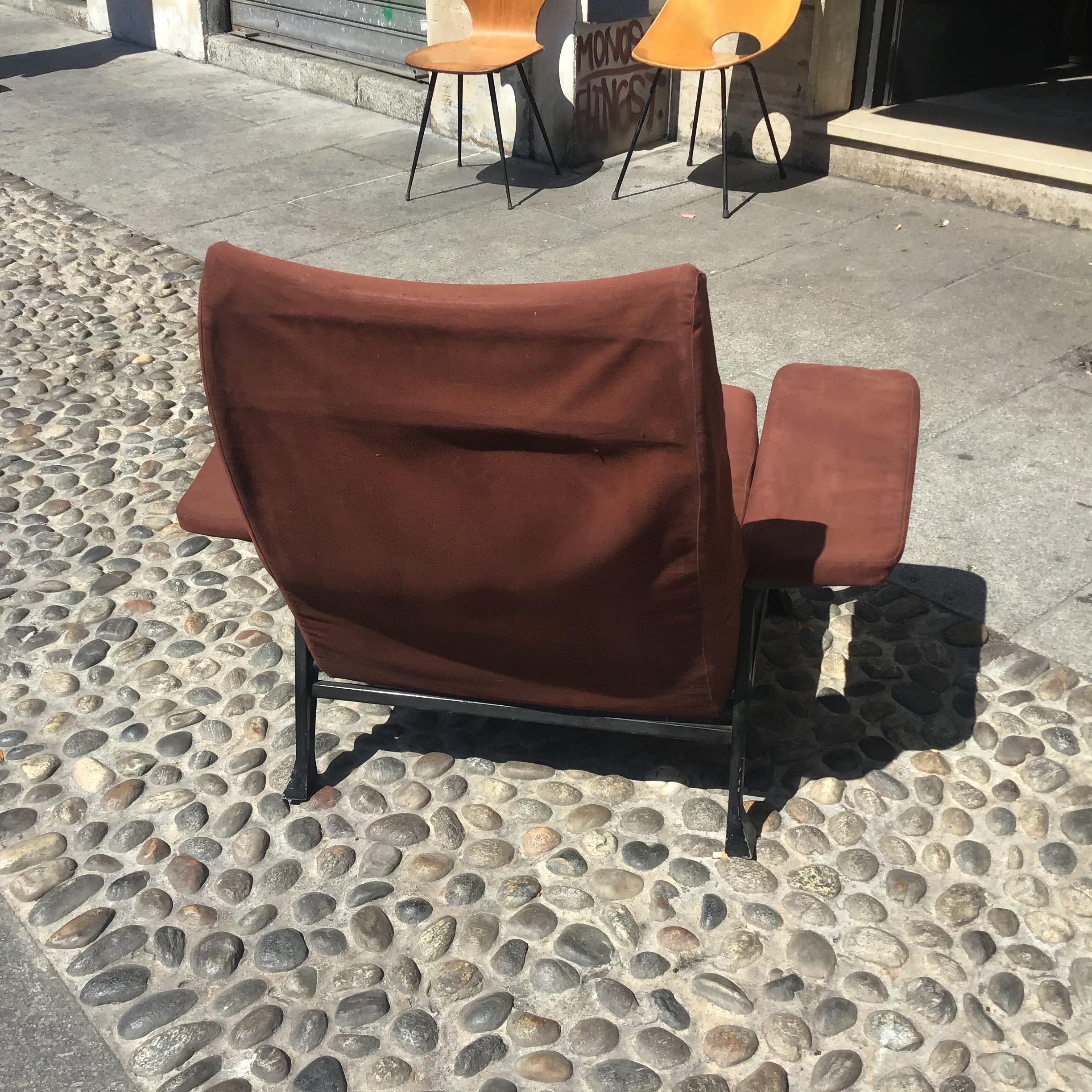 Other Arflex “Roberto Menghi” Armchair Iron Fabric Padding 1950 Italy For Sale