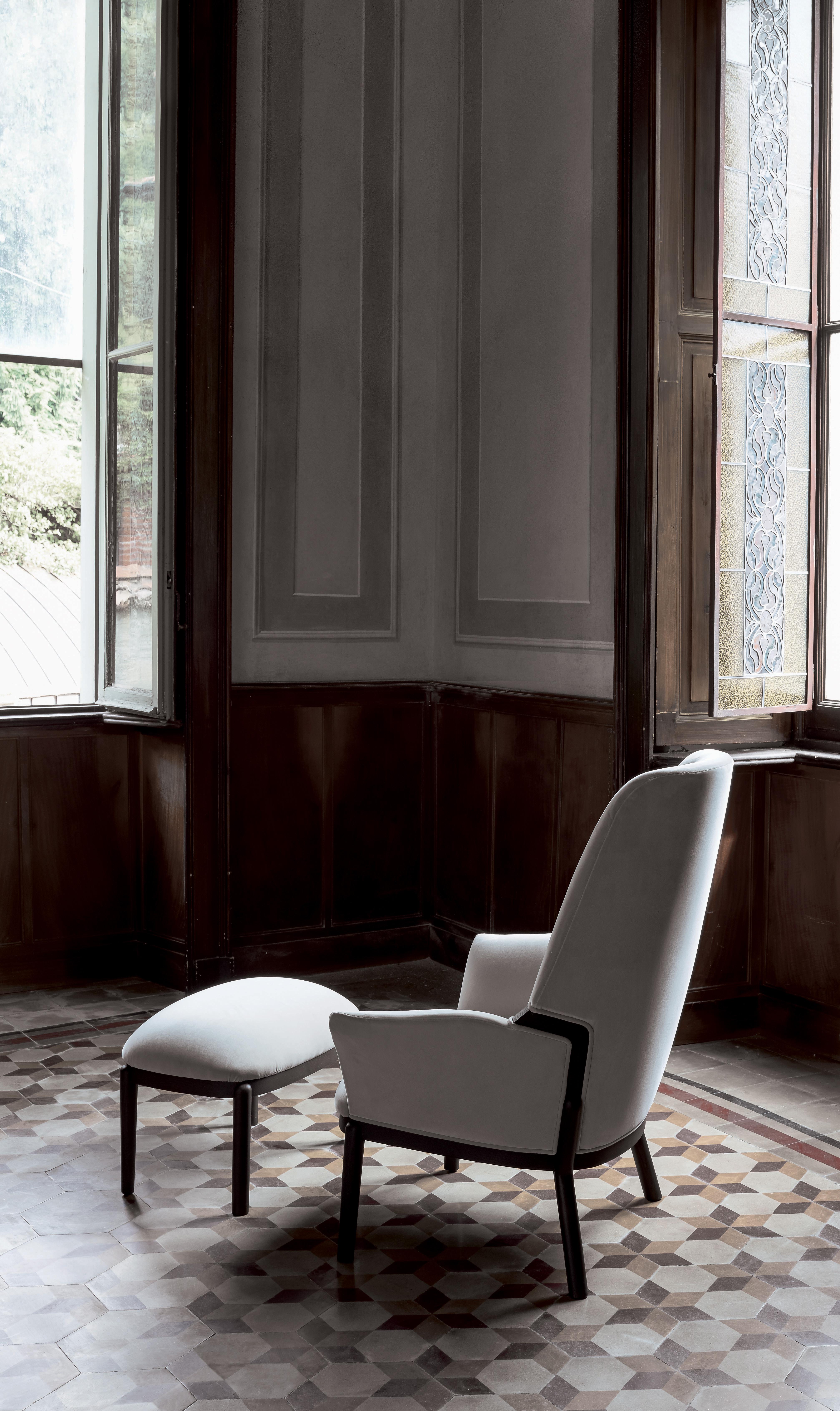 Modern Arflex Serena Armchair in Lama Fabric with Oak Stained Legs by Luca Nichetto  For Sale