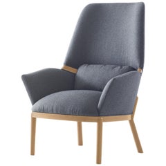 Arflex Serena Armchair in Lama Fabric with Oak Stained Legs by Luca Nichetto 
