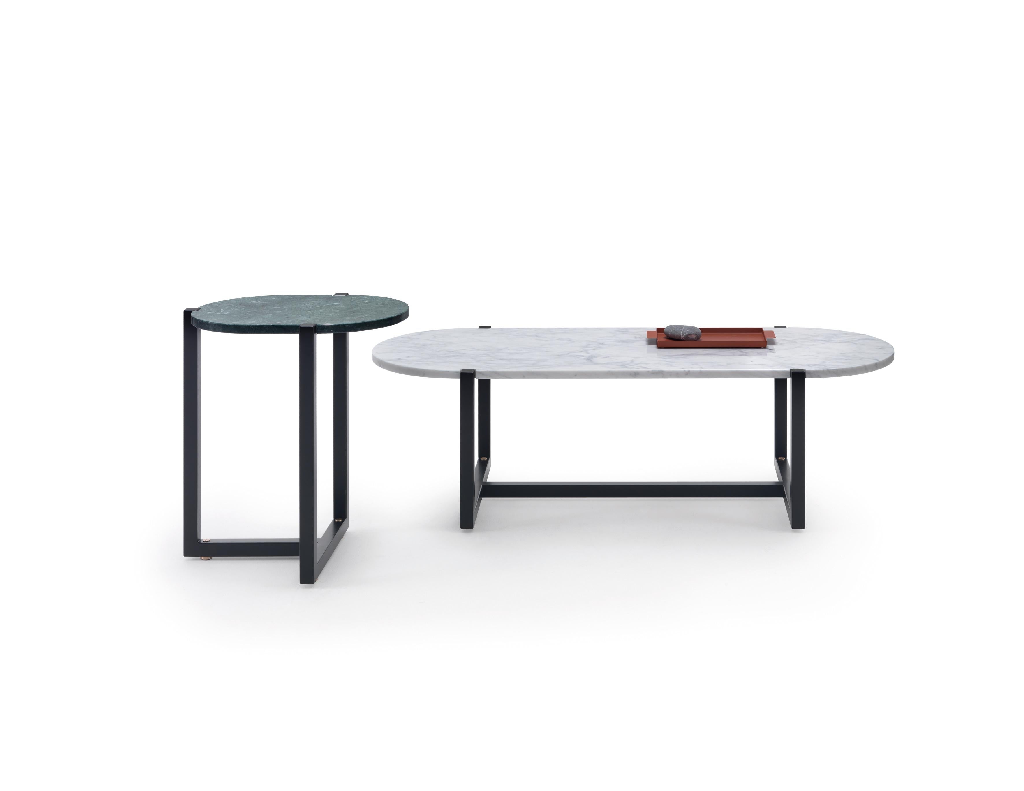 Arflex Sigmund Small Table in Marquinia Top with Metal Base by Studio Asai. To remain faithful to this search for interior honesty, the design of this collection reveals its constructive method.

Additional Information: 
Materials: Black