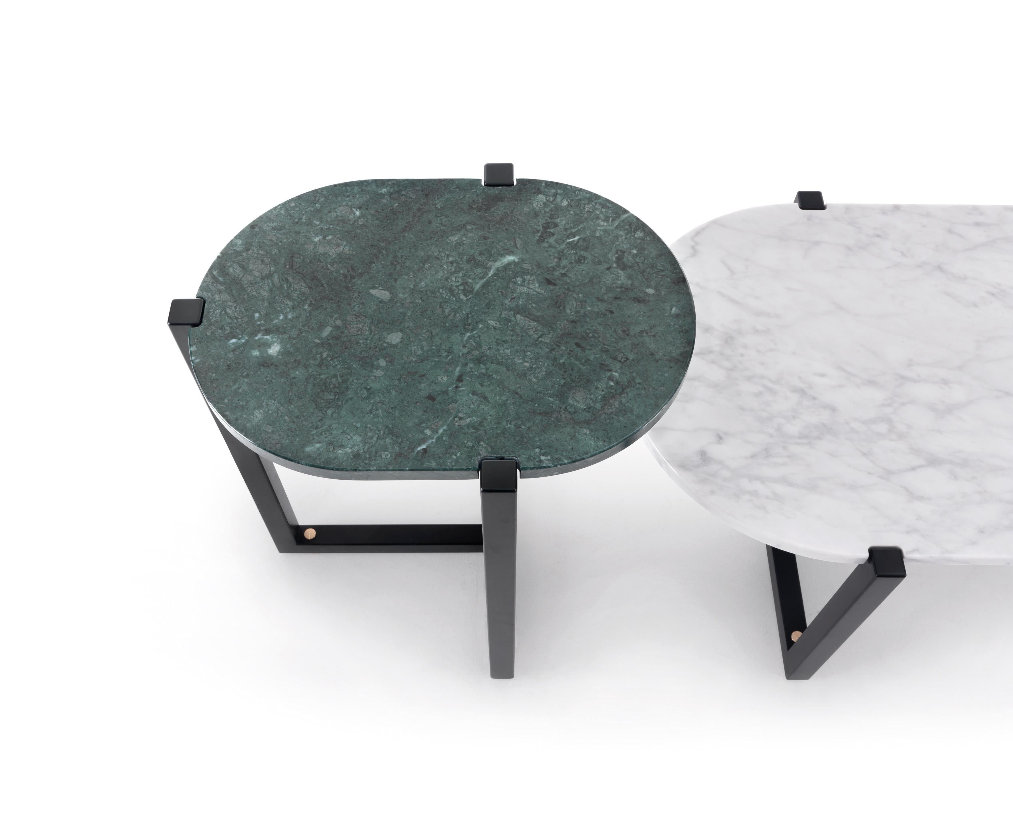 Modern Arflex Sigmund Small Table in Black Marquinia Top with Metal Base by Studio Asai For Sale