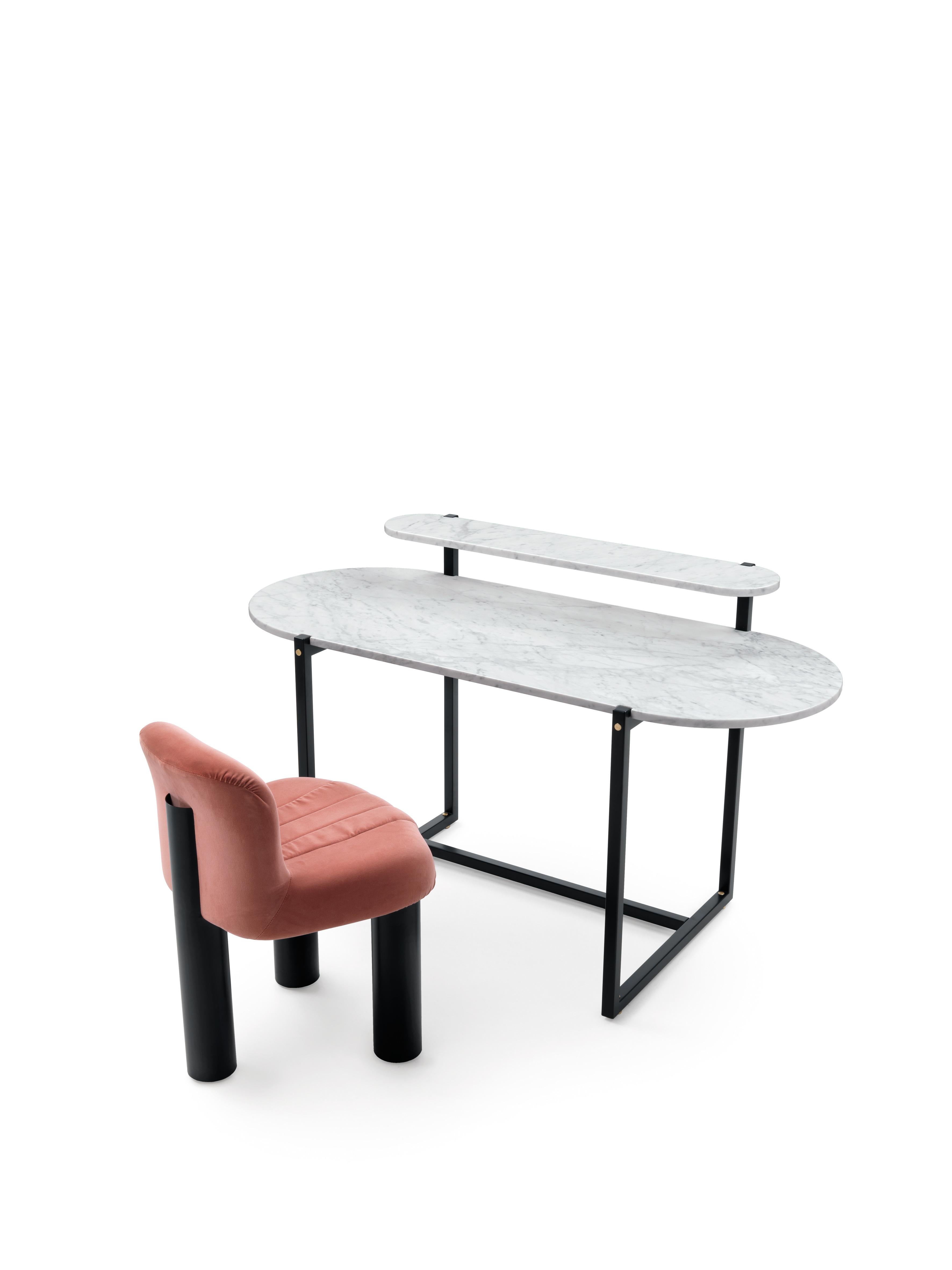 Modern Arflex Sigmund Writing Desk in White Carrara Top with Metal Base by Studio Asai For Sale