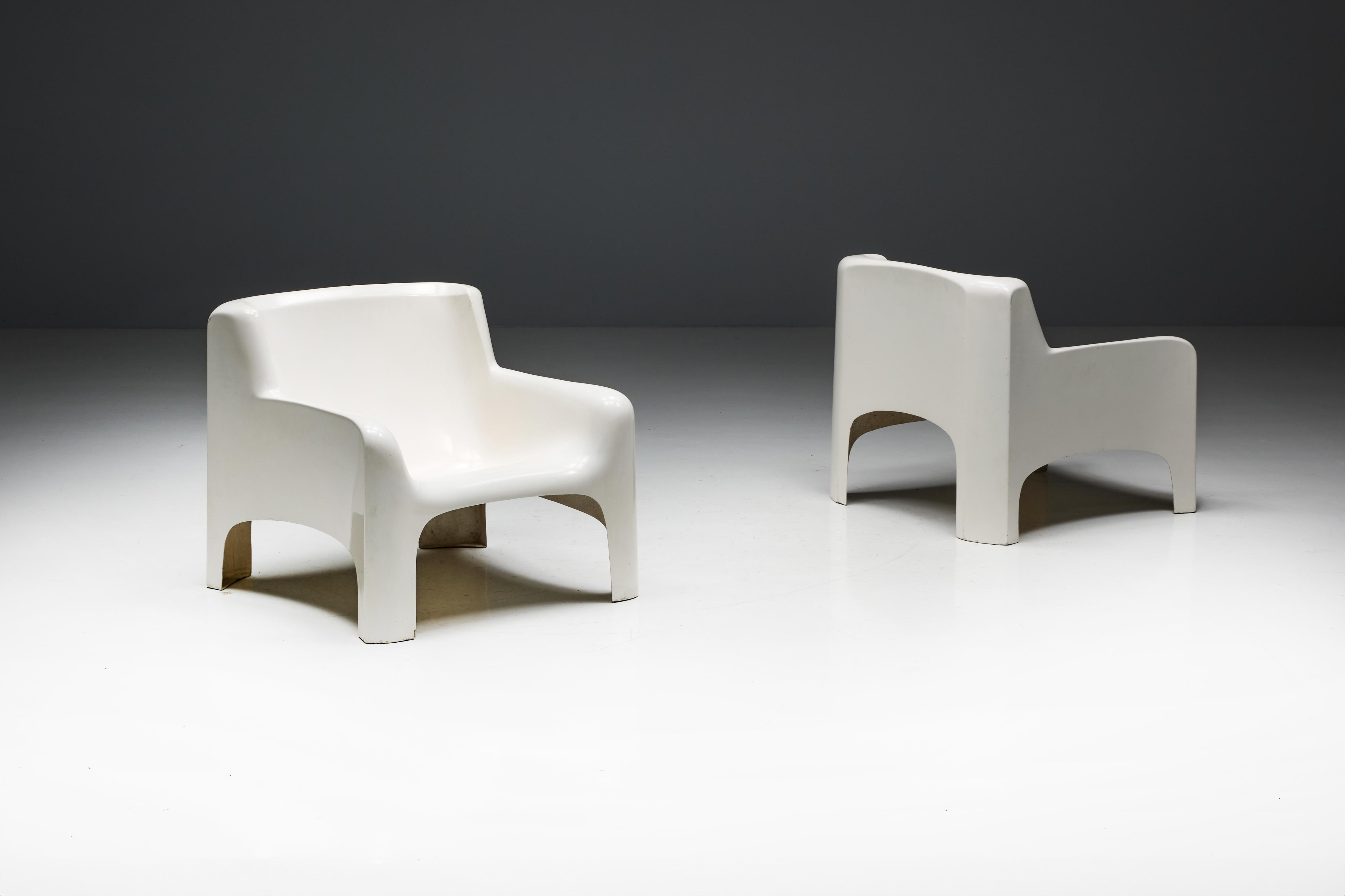 Space Age Arflex 'Solar' Lounge Set in Fiberglass by Carlo Bartali, Italy, 1960s For Sale