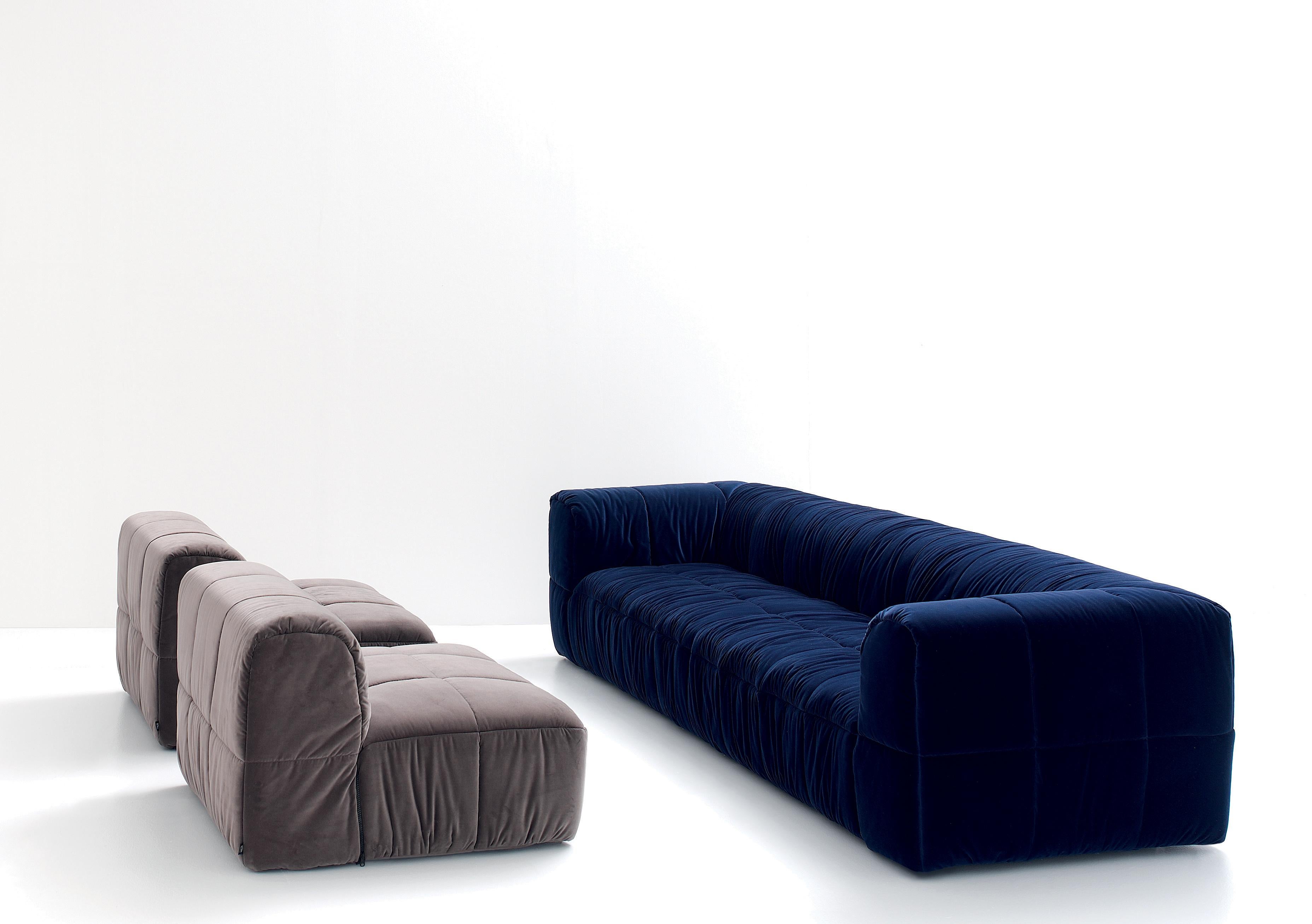 Modulares Sofa S3 von Arflex Strips aus weißem Stoff und Aluminiumfüßen von Cini Boeri im Angebot 3