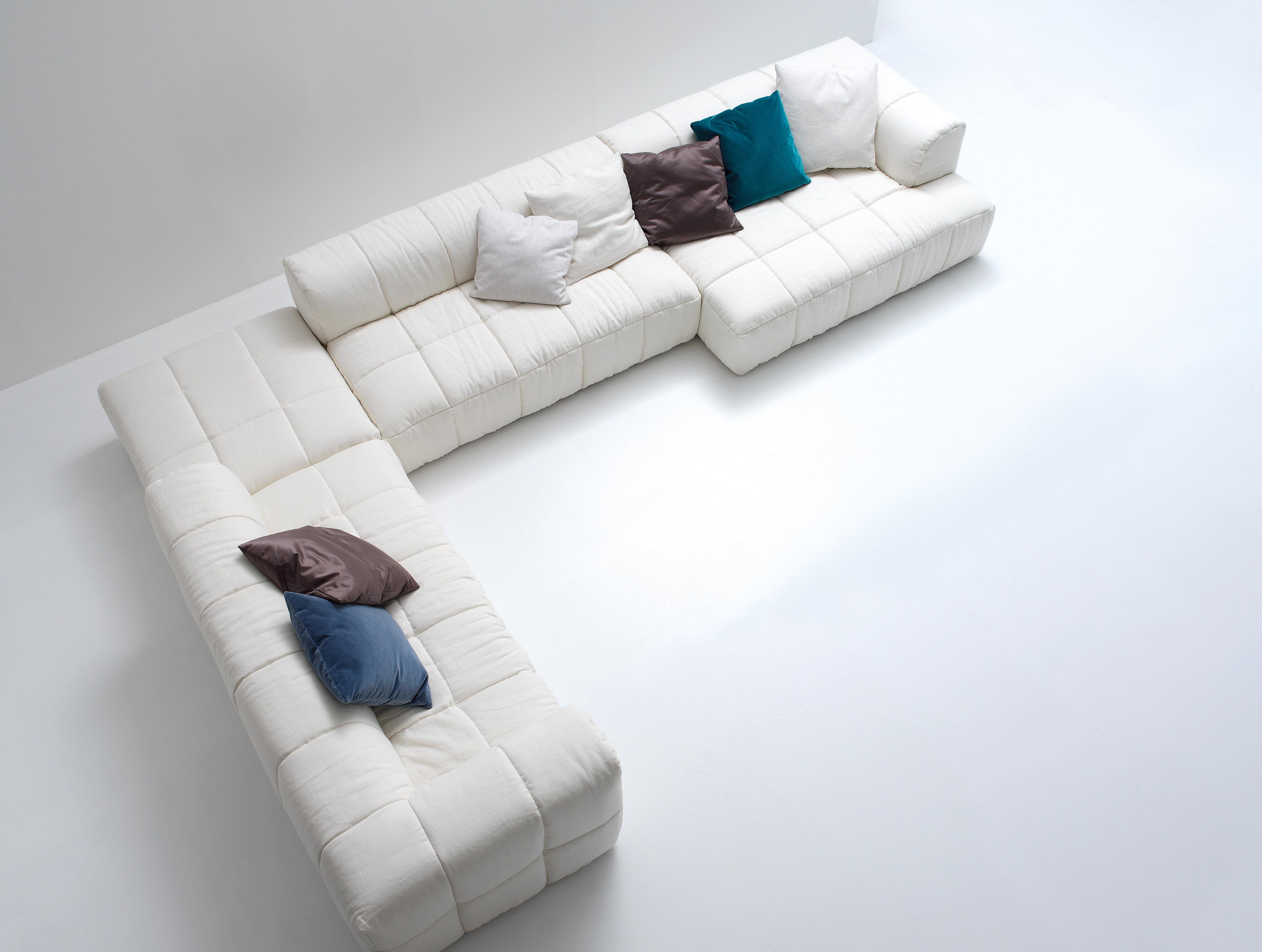 Canapé modulaire Arflex Strips S3 en tissu blanc et pieds en aluminium par Cini Boeri en vente 2