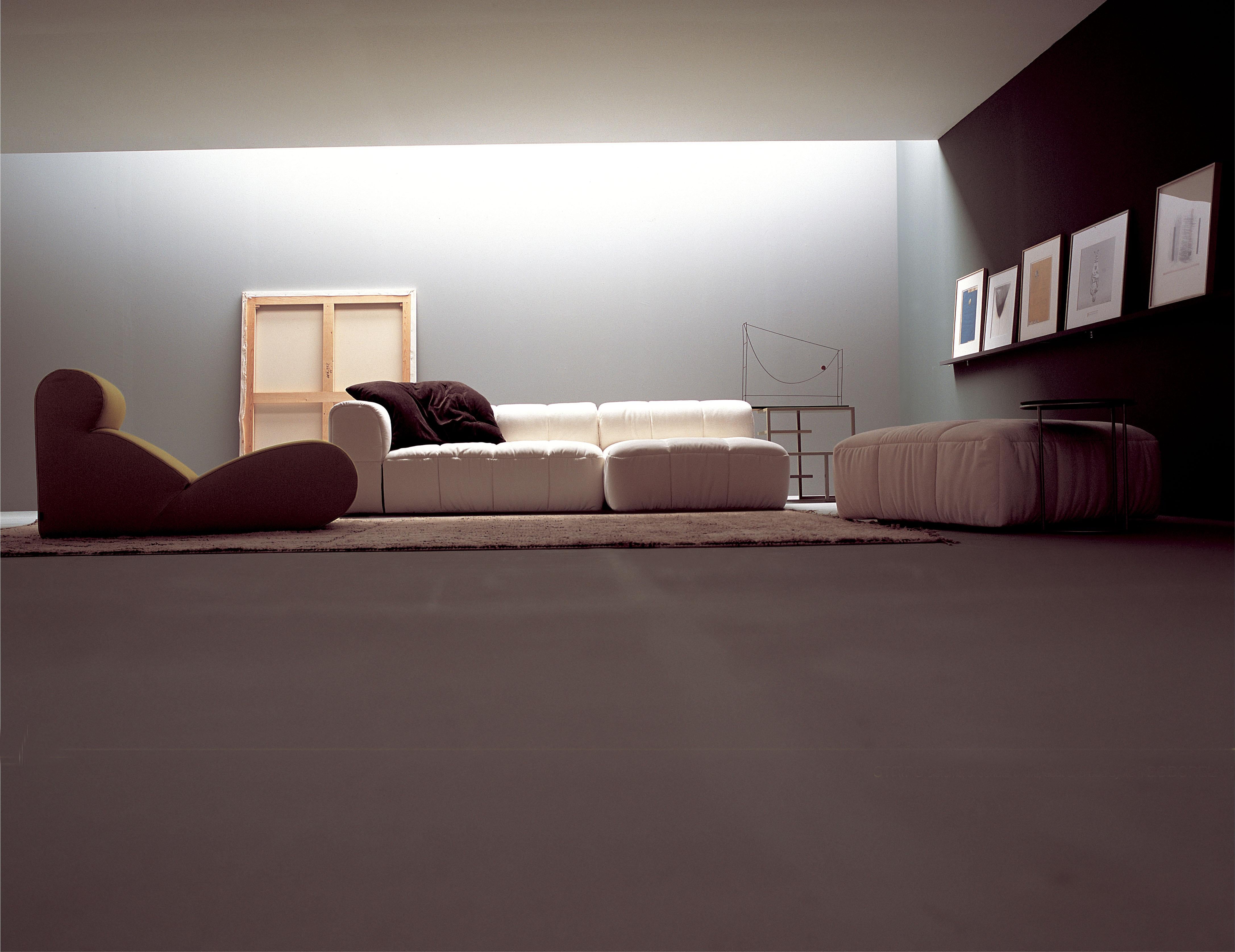 Modulares Sofa S3 von Arflex Strips aus weißem Stoff und Aluminiumfüßen von Cini Boeri im Angebot 6