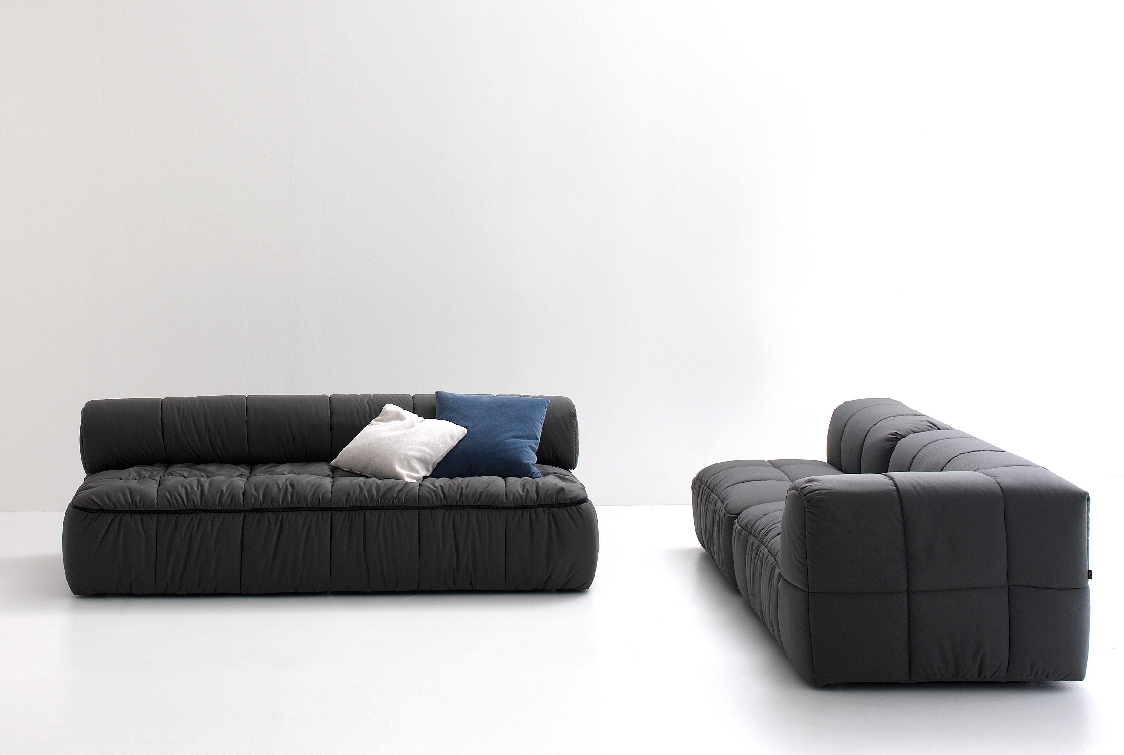 Modulares Sofa S3 von Arflex Strips aus weißem Stoff und Aluminiumfüßen von Cini Boeri im Angebot 12