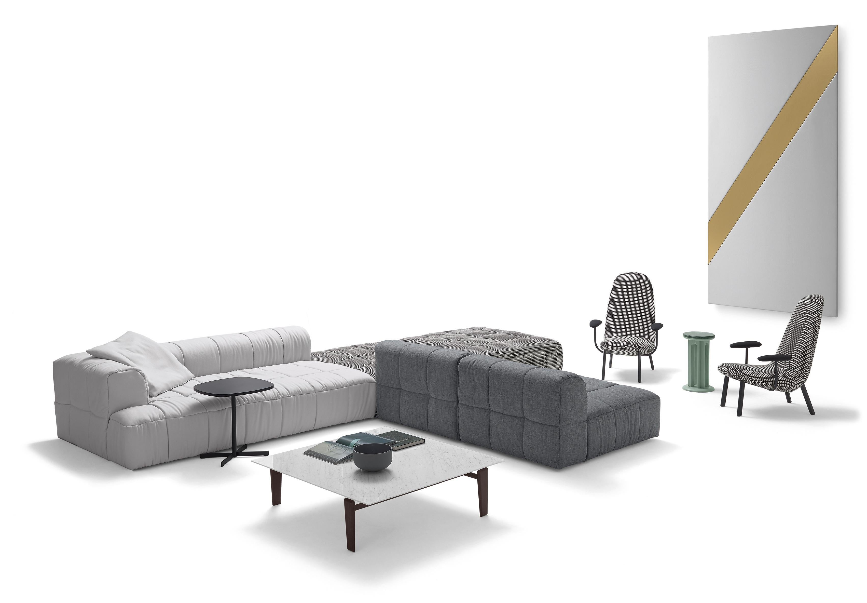Modulares Sofa S3 von Arflex Strips aus weißem Stoff und Aluminiumfüßen von Cini Boeri (Eloxiert) im Angebot