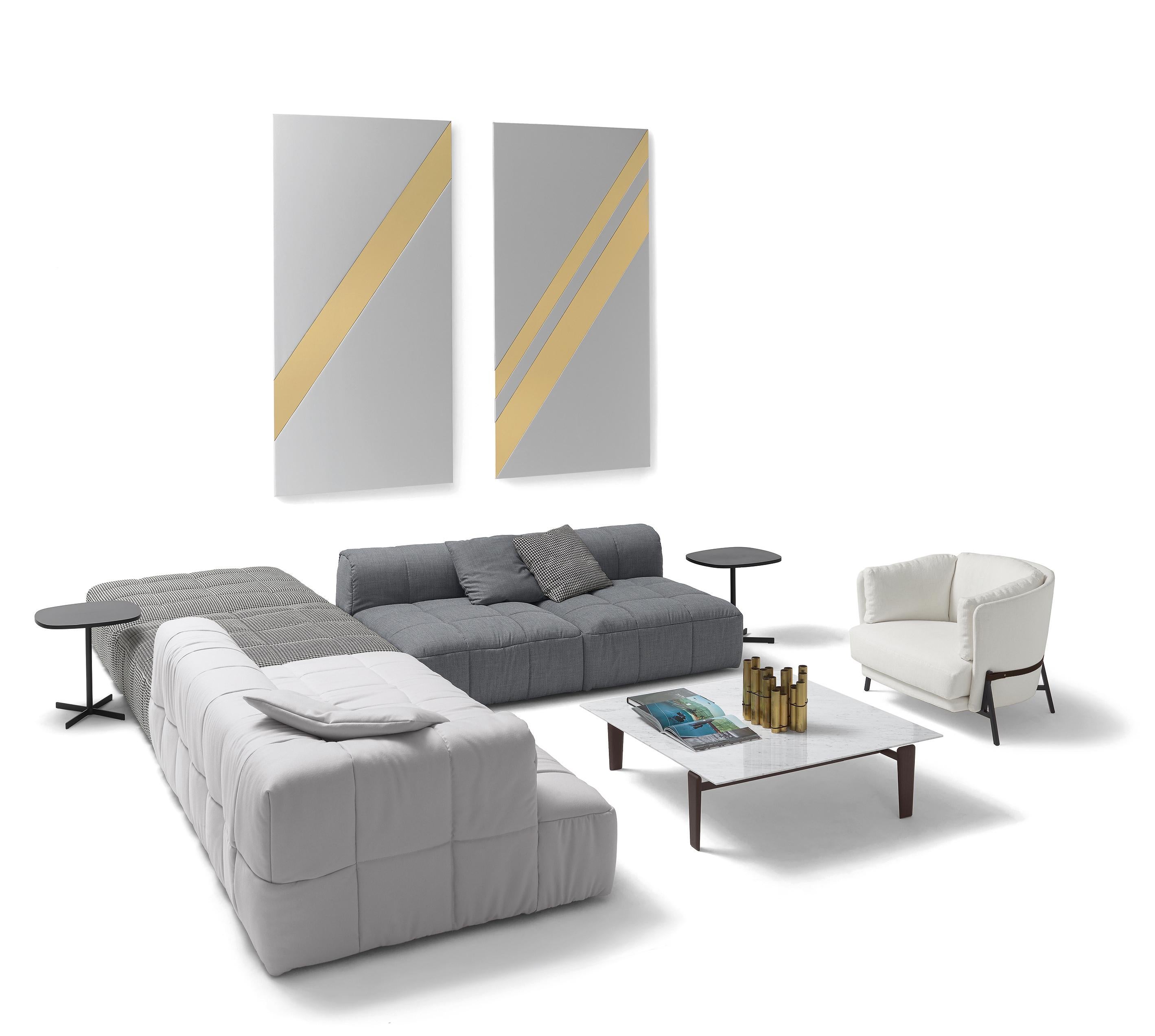 Modern Arflex Strips Modular Sofa S3 in White Fabric and Aluminium Feet by Cini Boeri For Sale