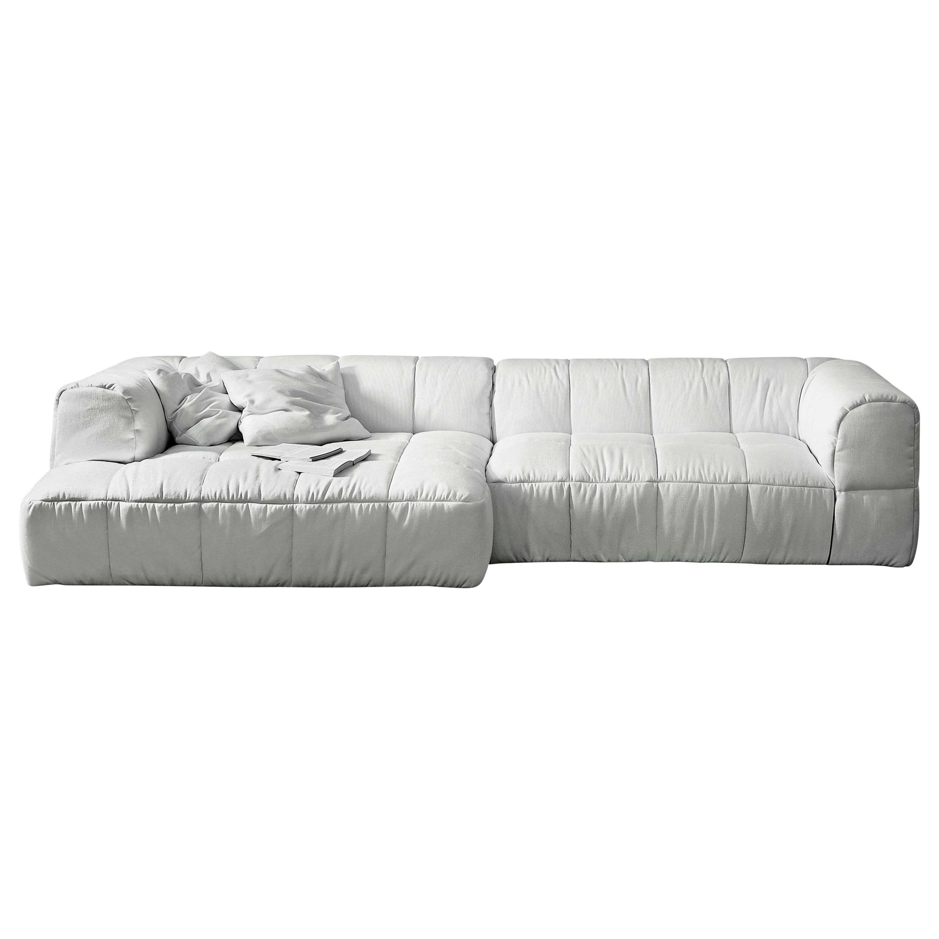 Arflex Strips Modular Sofa S3 in White Fabric and Aluminium Feet by Cini Boeri