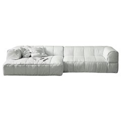 Arflex Strips Modular Sofa S3 in White Fabric and Aluminium Feet by Cini Boeri