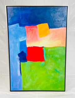 Large Abstract Color Field Oil Painting by H. Scott, Framed