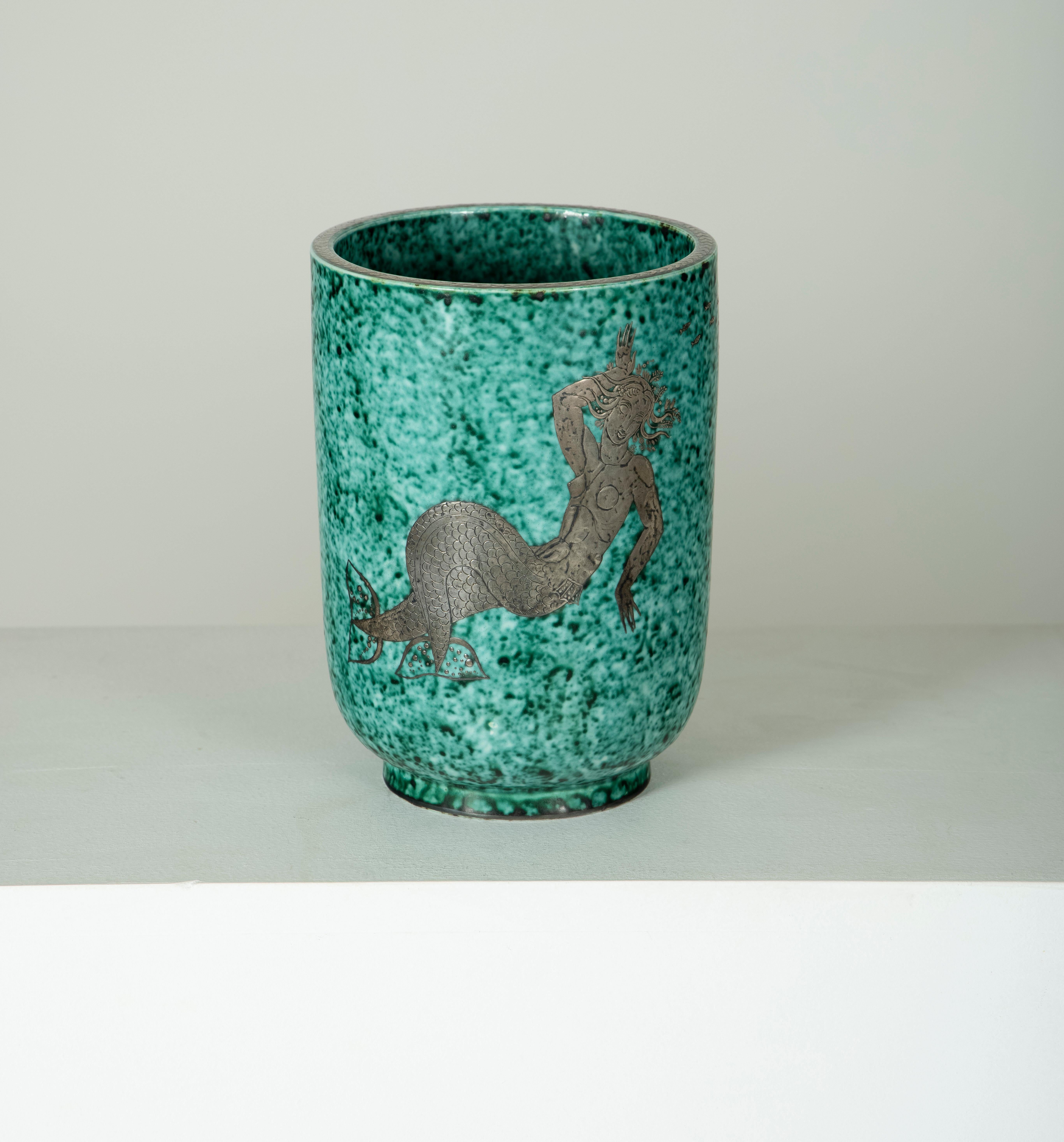 Mid-Century Modern Argenta Serie Mermaid Vase by Wilhelm Kage for Gustavsberg, 1950s