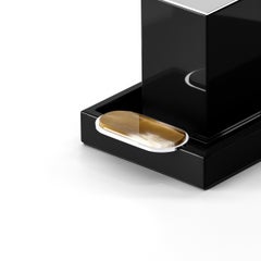 Argentella Bath Set in Black Lacquer and Corno Italiano, Mod. 2437-2440-2443