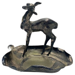 Argenteria Dabbene Italian 800 Silver Deer Desk Pen Tray or Change Holder
