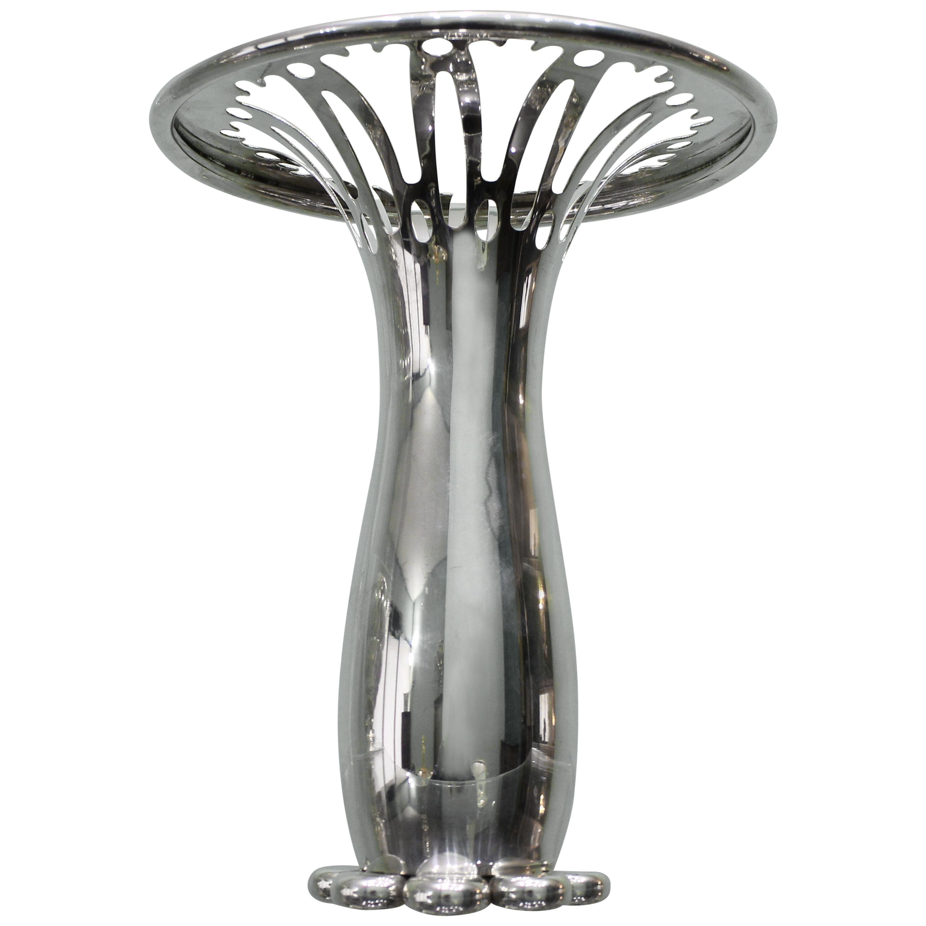 Argenteria Pampaloni 20th Century Italian Sterling Silver Designer Vase, 1980s