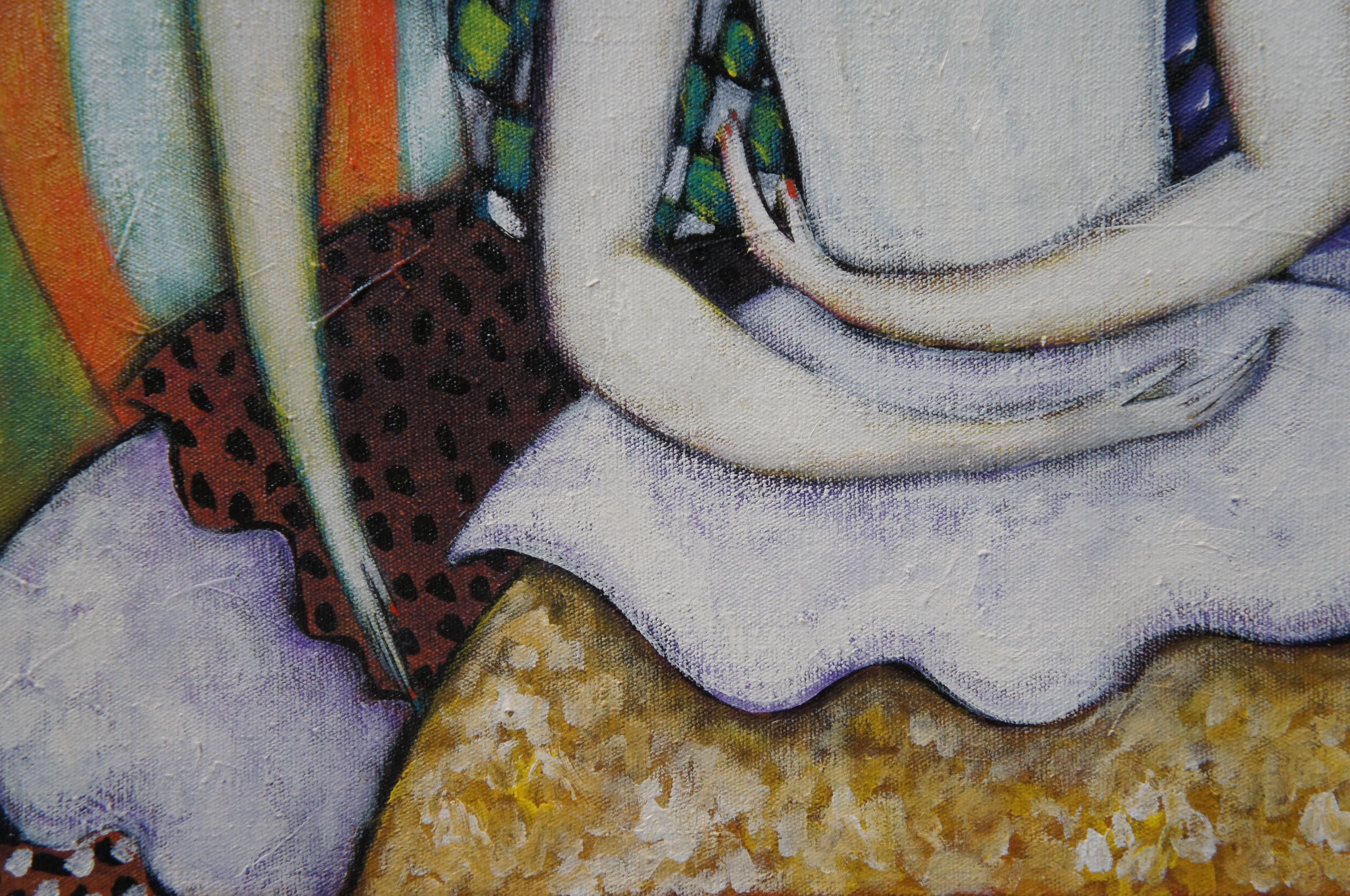 Pintura al óleo de la argentina Mirta Cwirko Tres bailarinas 24 5