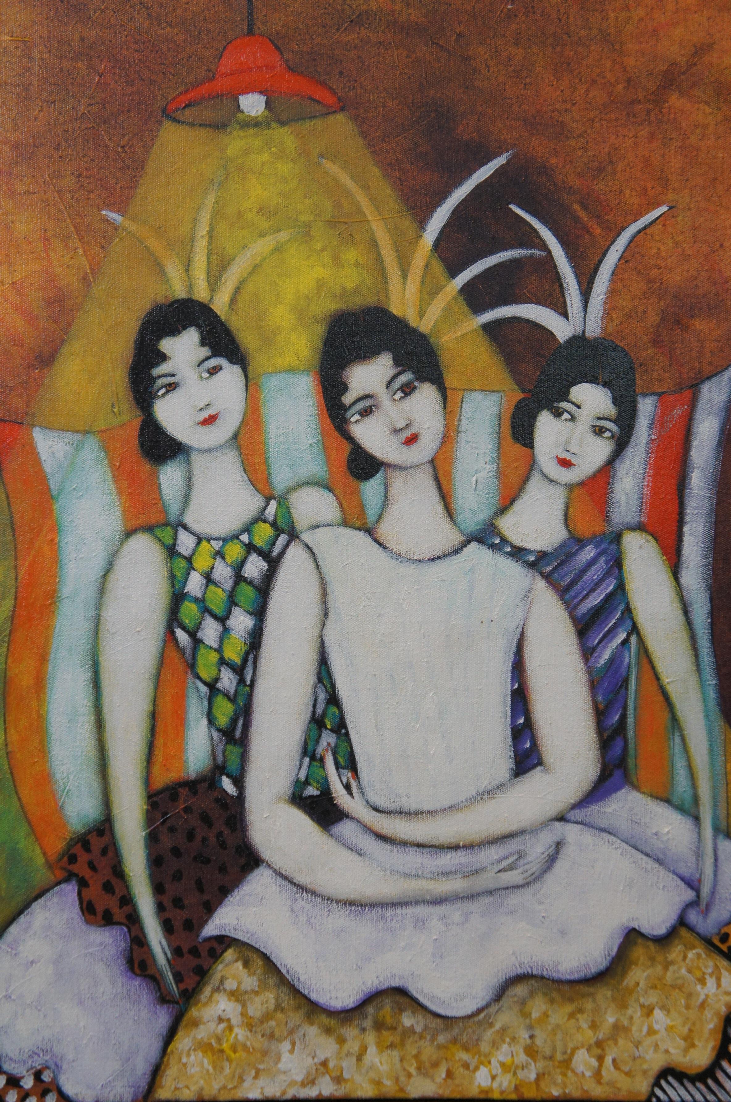 Pintura al óleo de la argentina Mirta Cwirko Tres bailarinas 24 1