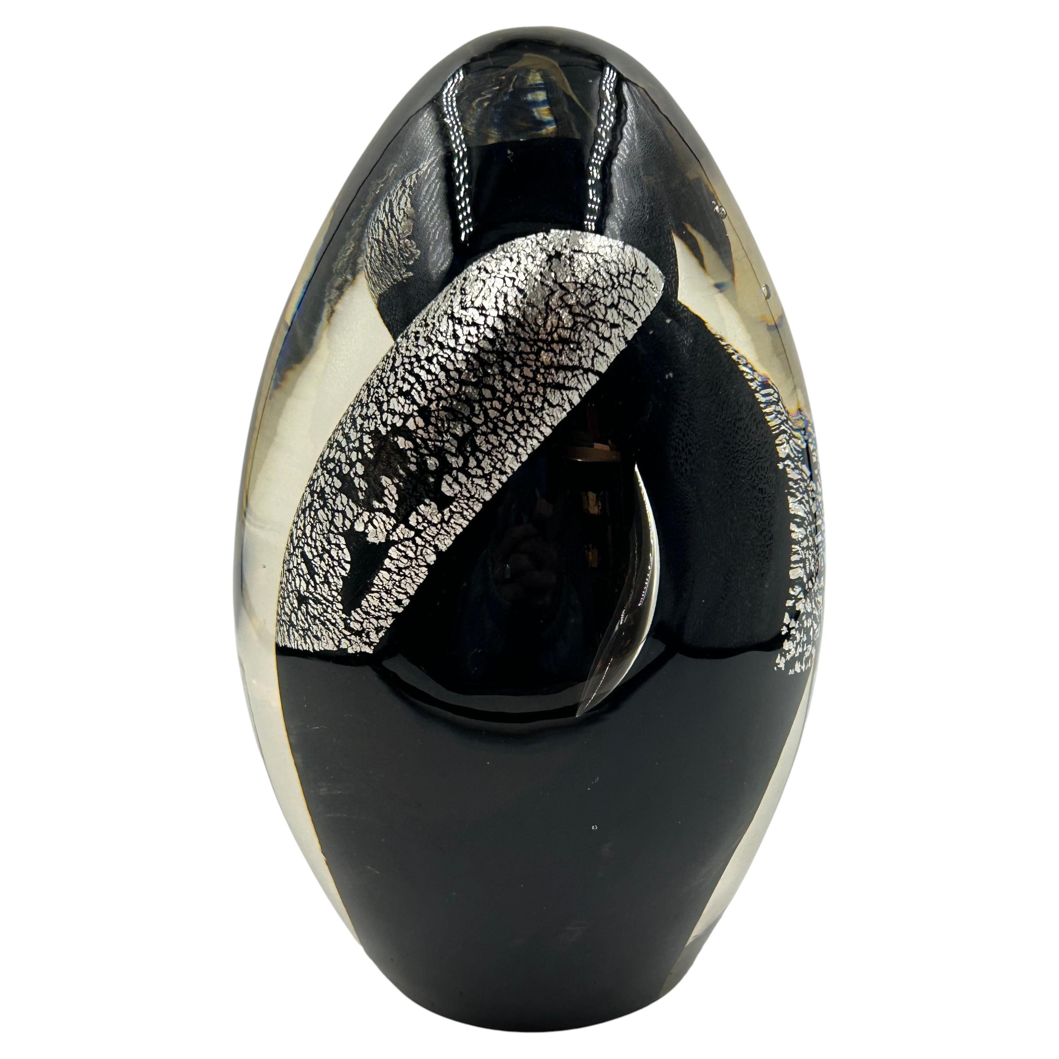 Argentine Artistic Crystal Paperweight by Querandí with 925 Silver Inclusions