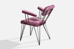 Argentine Designer, Armchair, Iron, Fabric, Argentina, 1950s