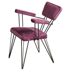 Argentine Designer, Armchair, Iron, Fabric, Argentina, 1950s